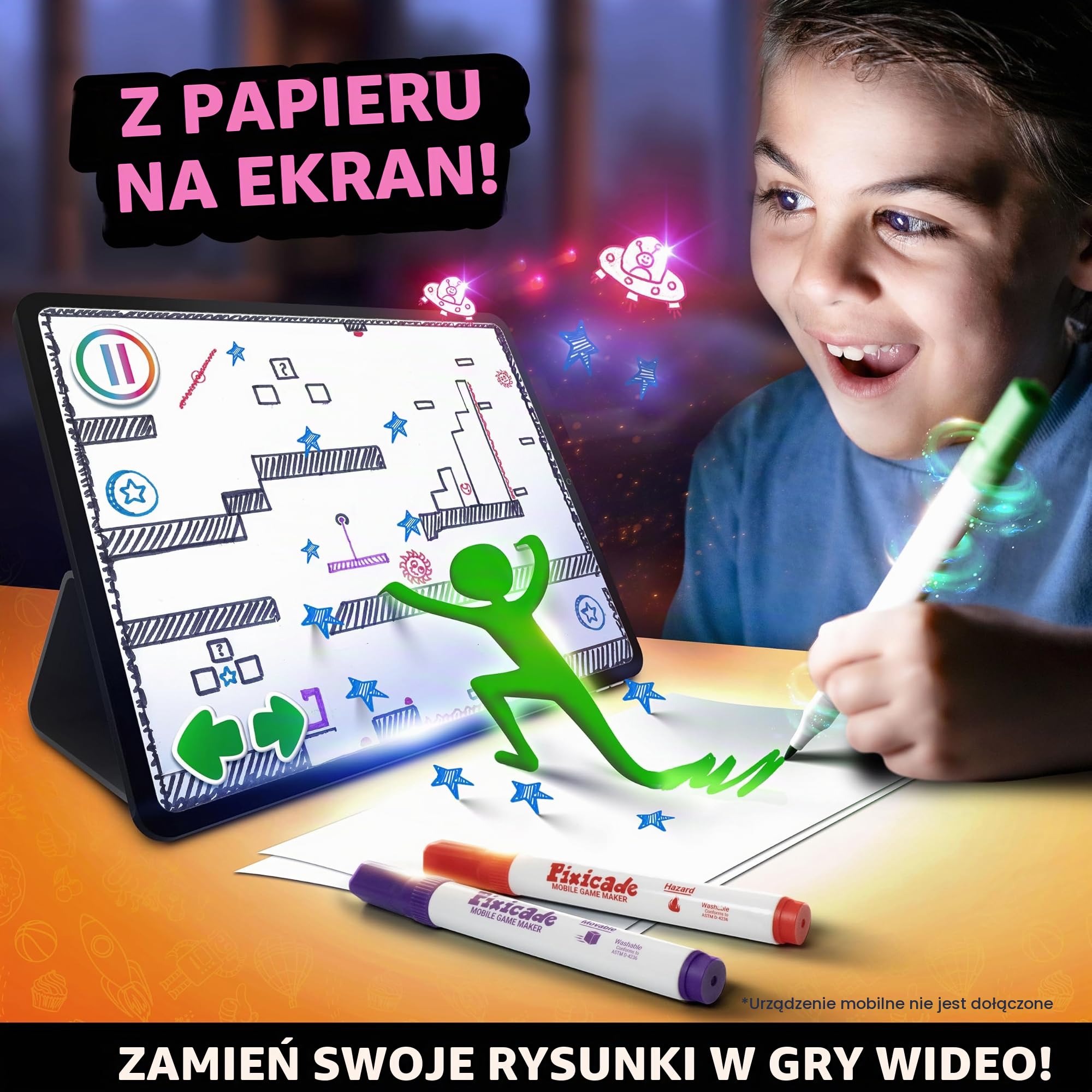 Abacus Brands Pixicade! Zamień rysunki w grywalne gry wideo! | Doodle & Draw, Snap Play & Share Instant Video Games | Mobile Video Game Maker and Creation Studio! [Nowa wersja 2024]