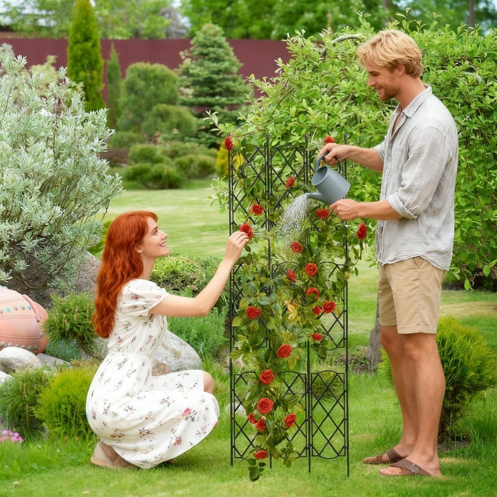 Vertikales Garten-Rankgitter – Zimmerpflanzen-Obelisk-Strukturen zum | Klettern von, Blumen, Reben, PE-Material, Stützrahmen, Balkon, Terrasse, Hof, Outdoor-Dekoration, 47 x 130 cm