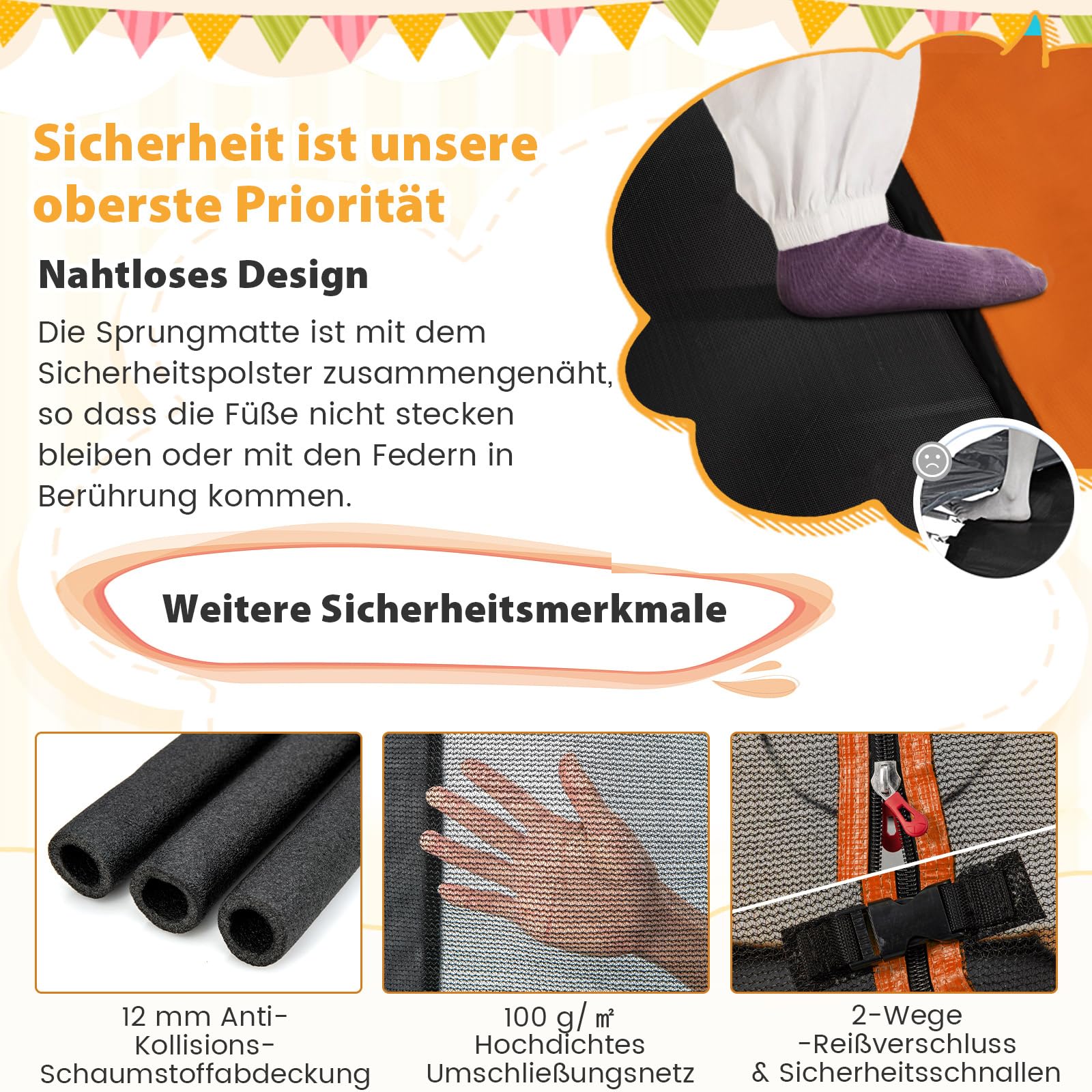 COSTWAY 2 in 1 Kindertrampolin mit Schaukel, Gartentrampolin rechteckig mit Sicherheitsnetz & Randabdeckung, Indoor-/Outdoortrampolin für Kinder bis 100kg Belastbar