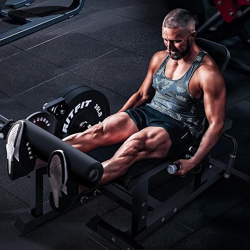 Miniatura 5 de RITFIT Máquina de extensión y rizado de piernas, máquina de curvatura de piernas ajustable de 700 libras, extensión de piernas sentadas y máquina de