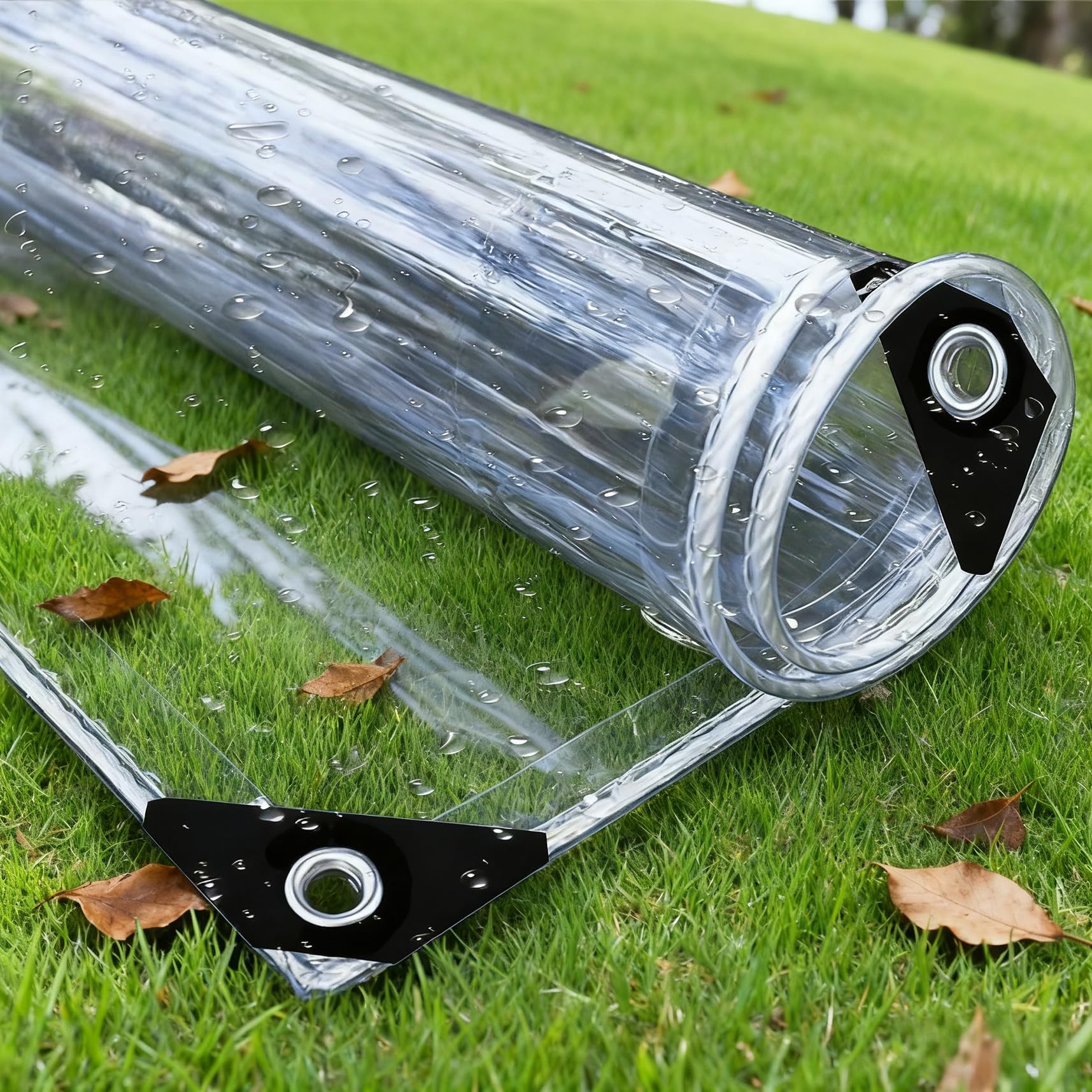 Lona impermeable con ojales de terraza: ideal para mantener tu cenador seco durante el invierno.