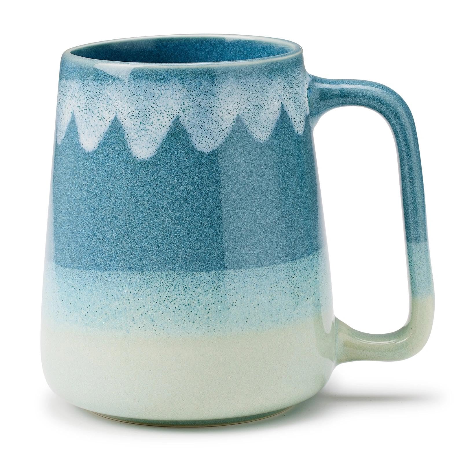 24 oz Ceramic Coffee Mug Large Milk Coffee Mug Tea Cup for Cocoa Cappuccino Latte Cereal Dishwasher Safe Microwave Safe (Light blue)