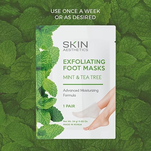 Miniatura 3 de Calcetines hidratantes para pies de menta y árbol de té, reparan y suavizan los pies agrietados y secos, mascarilla hidratante y exfoliante para