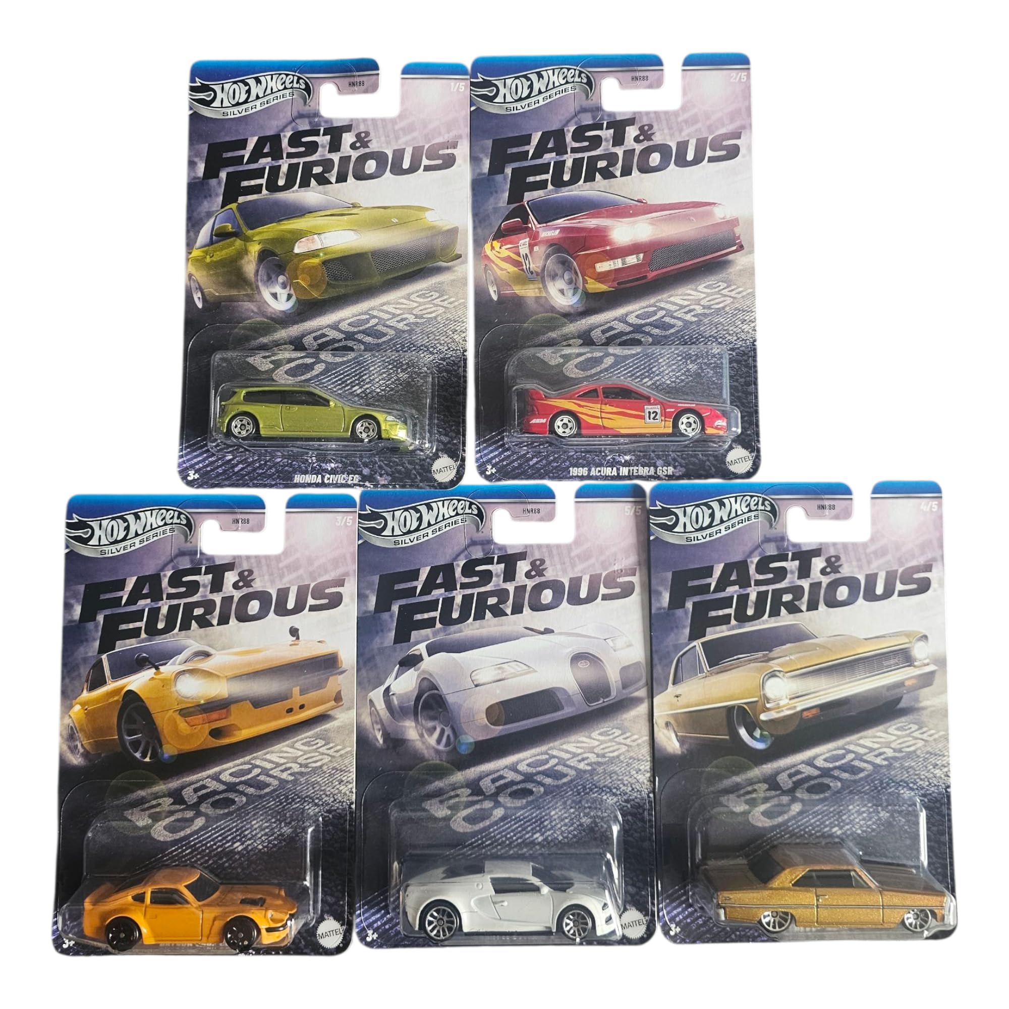 Hot Wheels Fast & Furious Die-Cast Collection, Silver Series, 5-Car Set