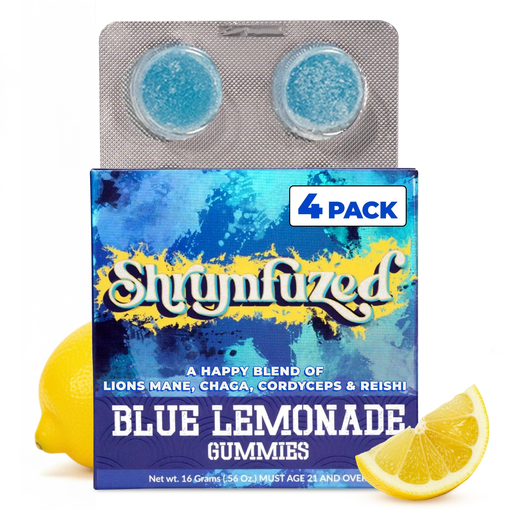 Shrumfuzed Mushroom Gummies, Blue Lemonade (4 Count)