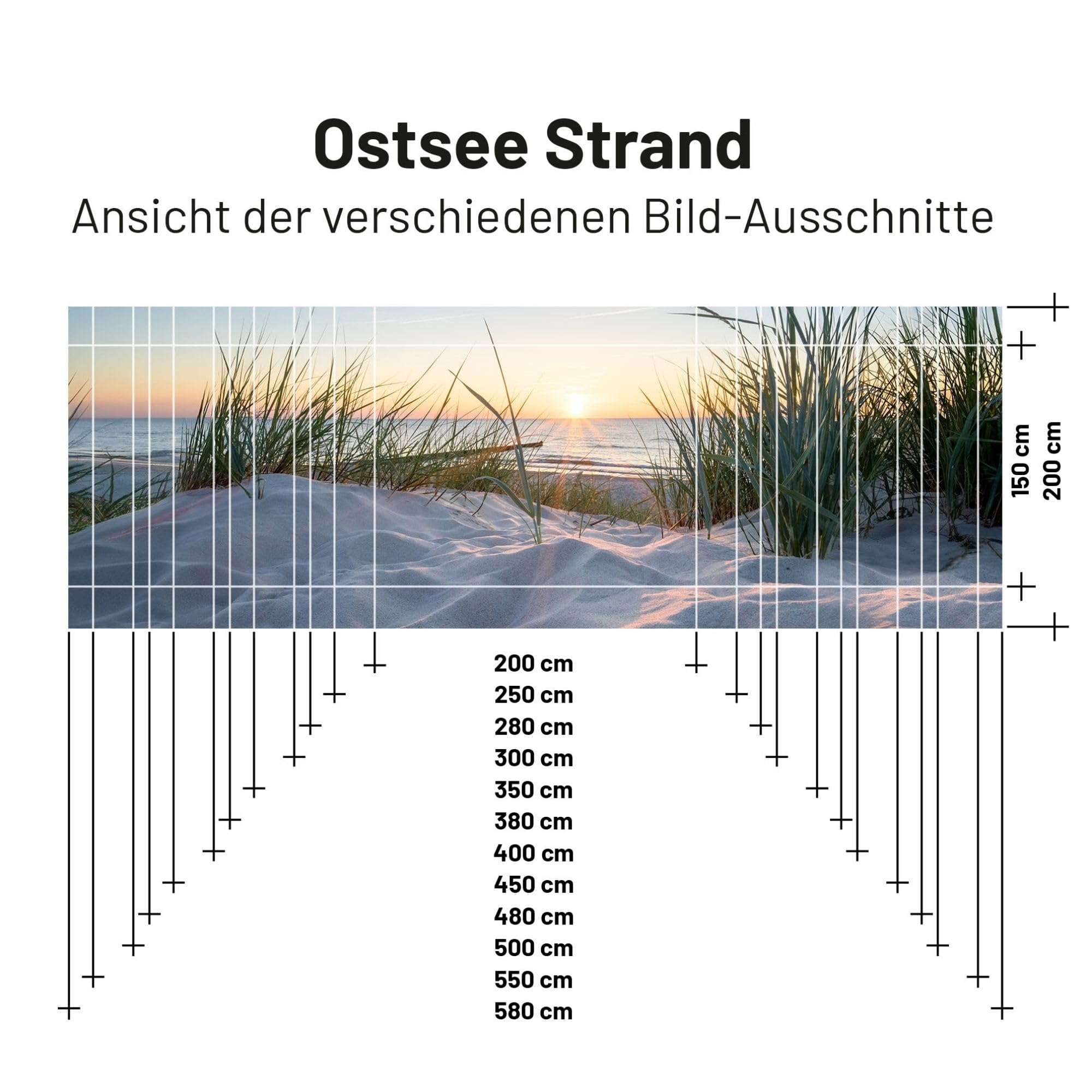 Textil Sonnensegel OSTSEE-Strand | Höhe 200cm | hochwertiger Fotodruck inkl. Keder-Befestigung | Markisen-Vorderwand - Länge/Keder: 200cm / 5mm Keder (Standard Thule & Fiamma)