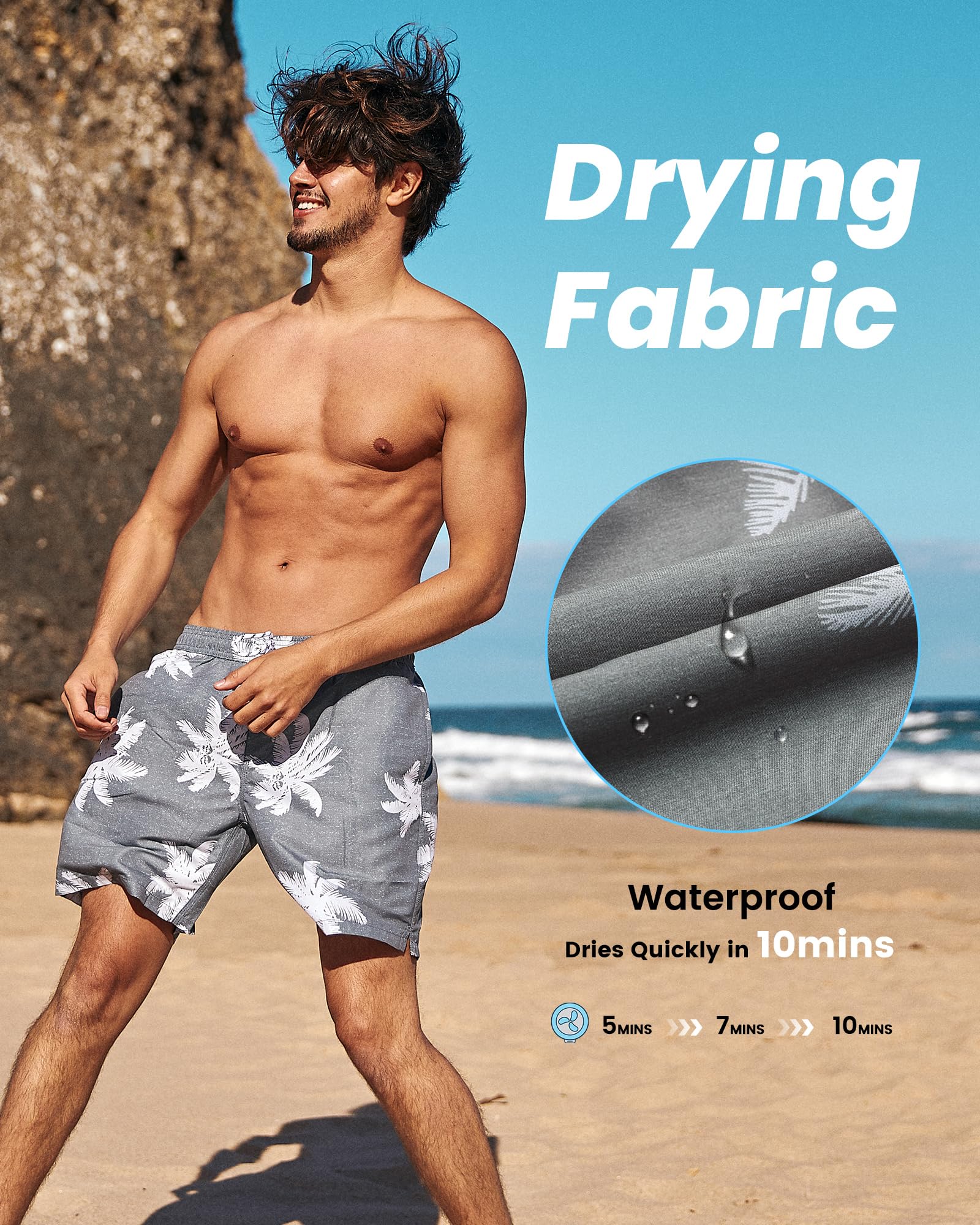 MaaMgic Pantaloncini da Bagno da Uomo Asciugatura Veloce Costume da Bagno per Surf sulla Spiaggia Multi-funzioni Allenamento casa con Fodera in Mesh con Fodera in Mesh