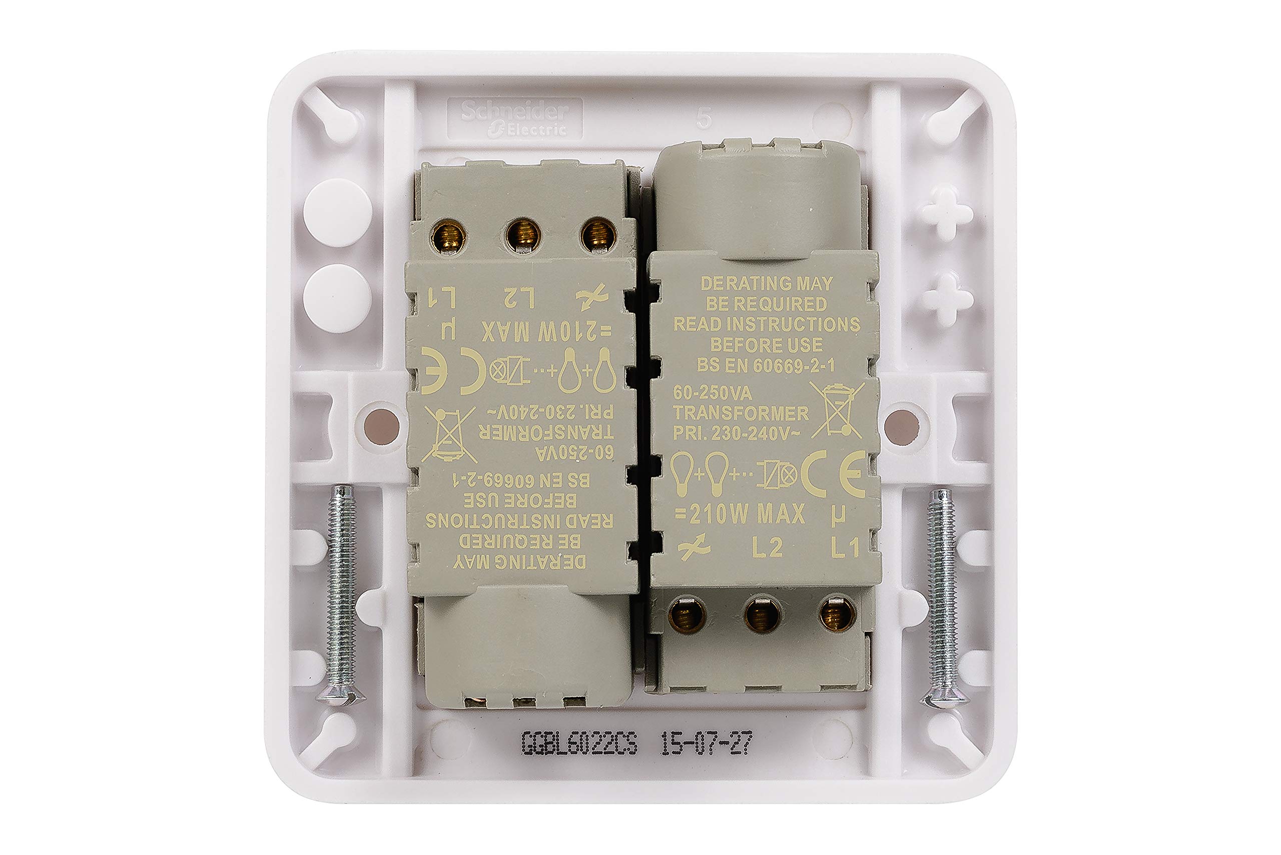 Schneider Electric lisse double Variateur d'intensité 2 voies 250 W/250va, Blanc