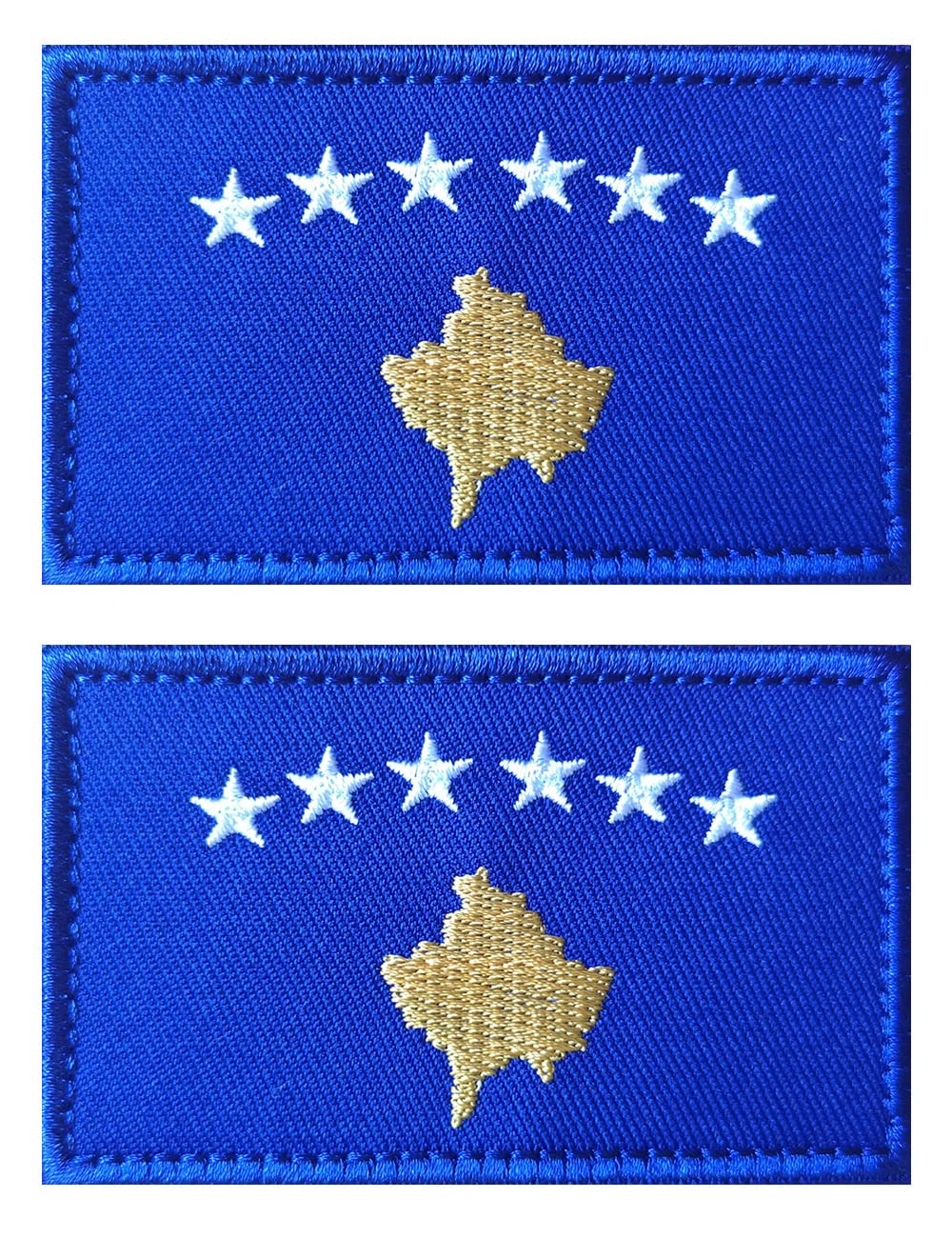 2 PCS AliPlus Kosovo Flag Patches Embroidered Tactical Military Morale Patch Applique Fastener Hook and Loop