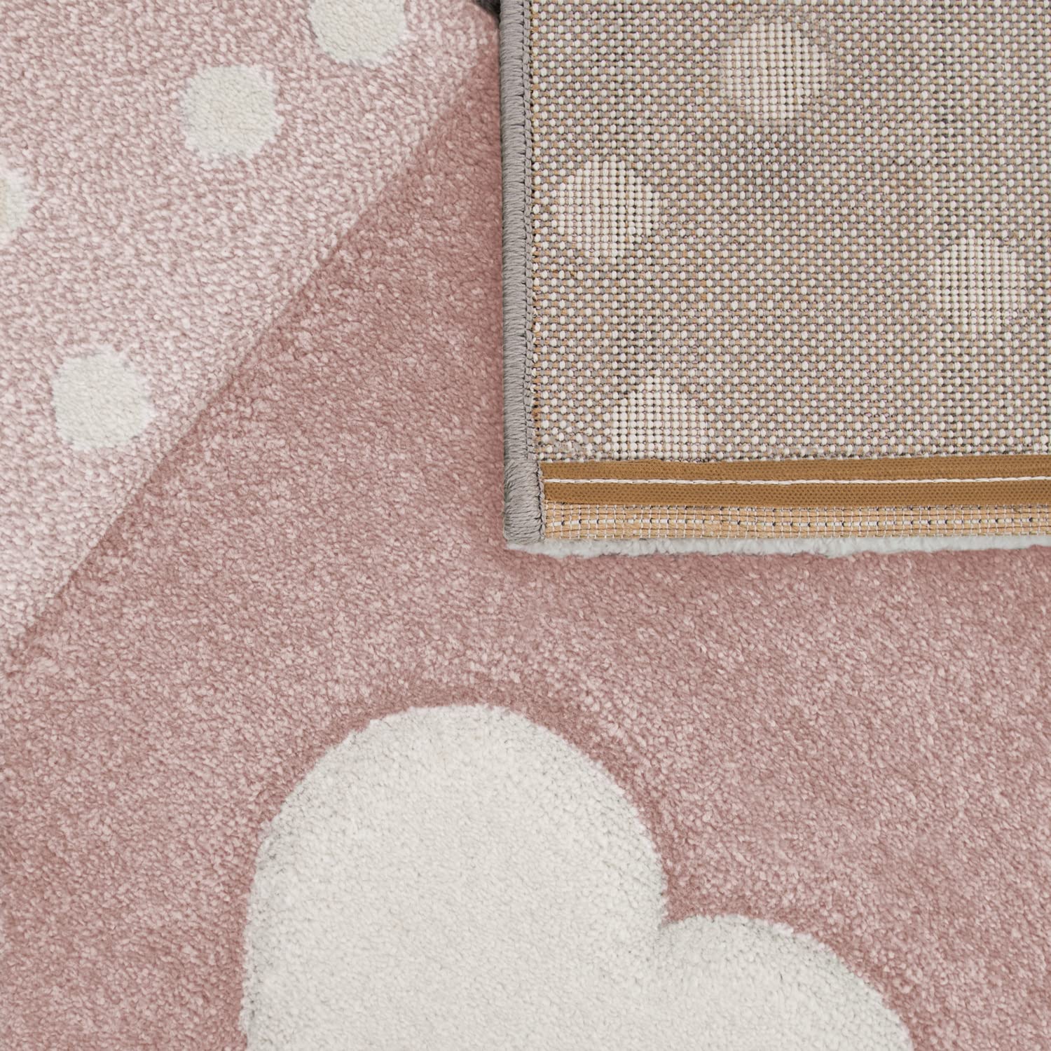 TT Home Tappeto Bambini Chicco Tappeto Stanza Bambini Pastello 3D Polkadot Cuore, Color: Rosa, tamaño:80x150 cm