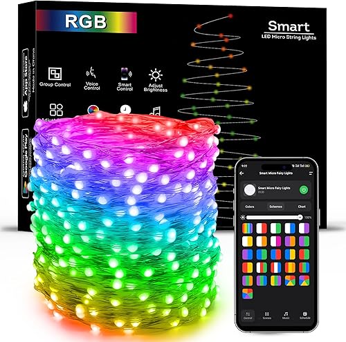 ODEETRONIC Luces de Navidad inteligentes RGB  66 pies 200 luces LED que cambian de color, cadena de luces de Halloween funciona con AlexaGoogle