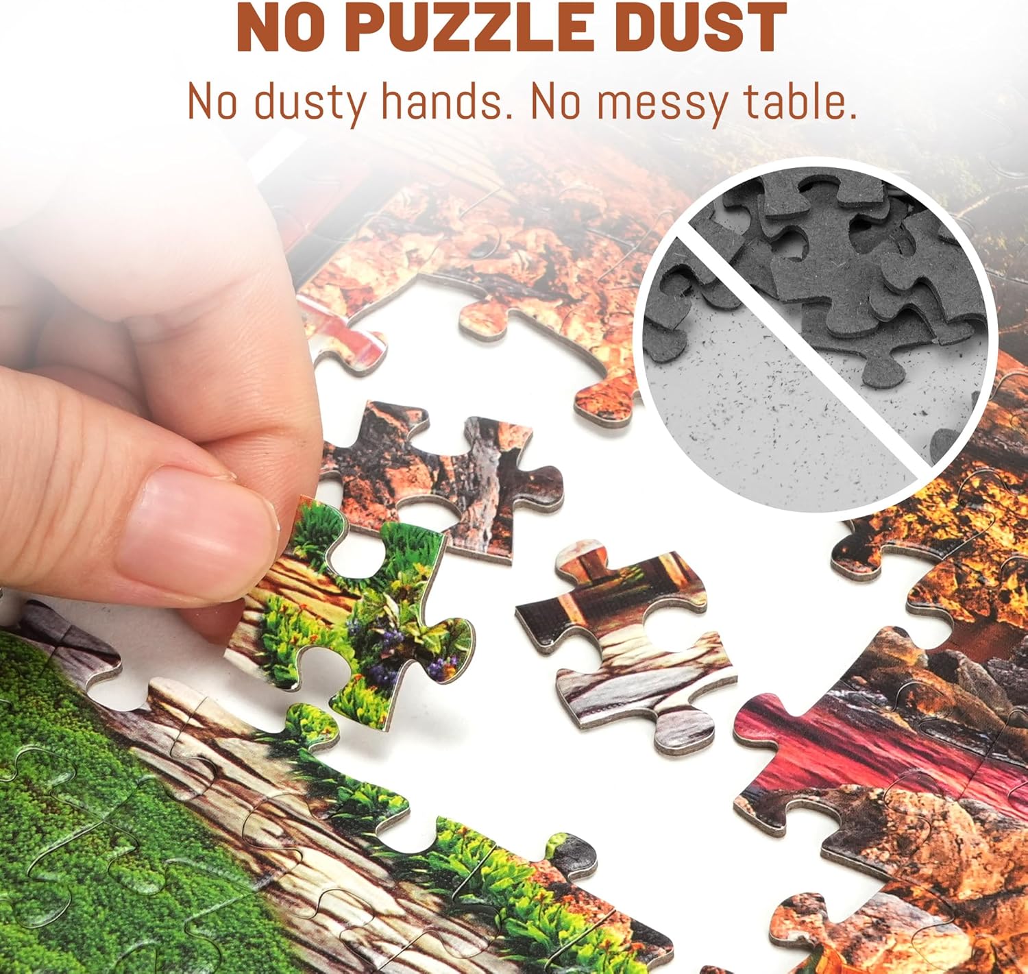 BenBen 1000 Piece Puzzle for Adults, 4 Pack Jigsaw Puzzles with Letters or Patterns on Back, Dogs' Dinner Party, Dogs on Vacation, Sunset Seaside, Fusine Lake Themes