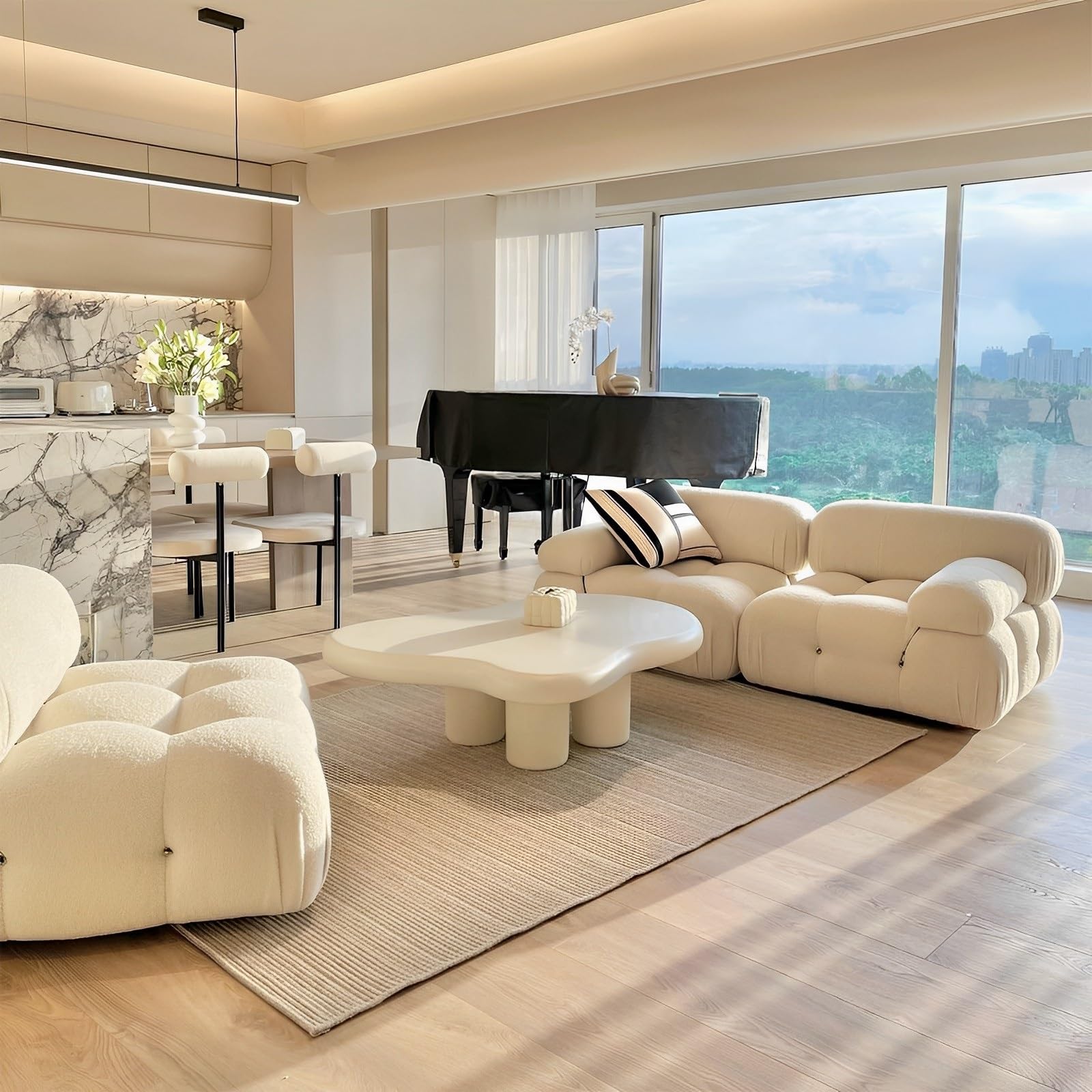 Amazon.co.jp: コーヒーテーブル 雲形 白 100cm ローテーブル おしゃれ