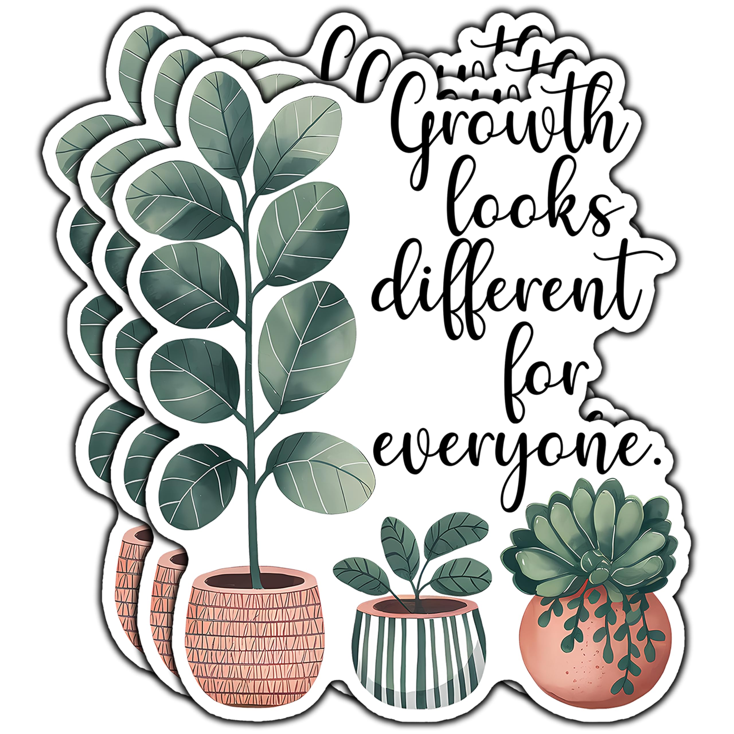 Photo 1 of (3Pcs) Growth Looks Different for Everyone Inspirational Plants Sticker Motivational Decorative Stickers Waterproof Vinyl Decal for Tumbler Water Bottle Laptop Phone Case Notebook Size 2.6x3 Inches
