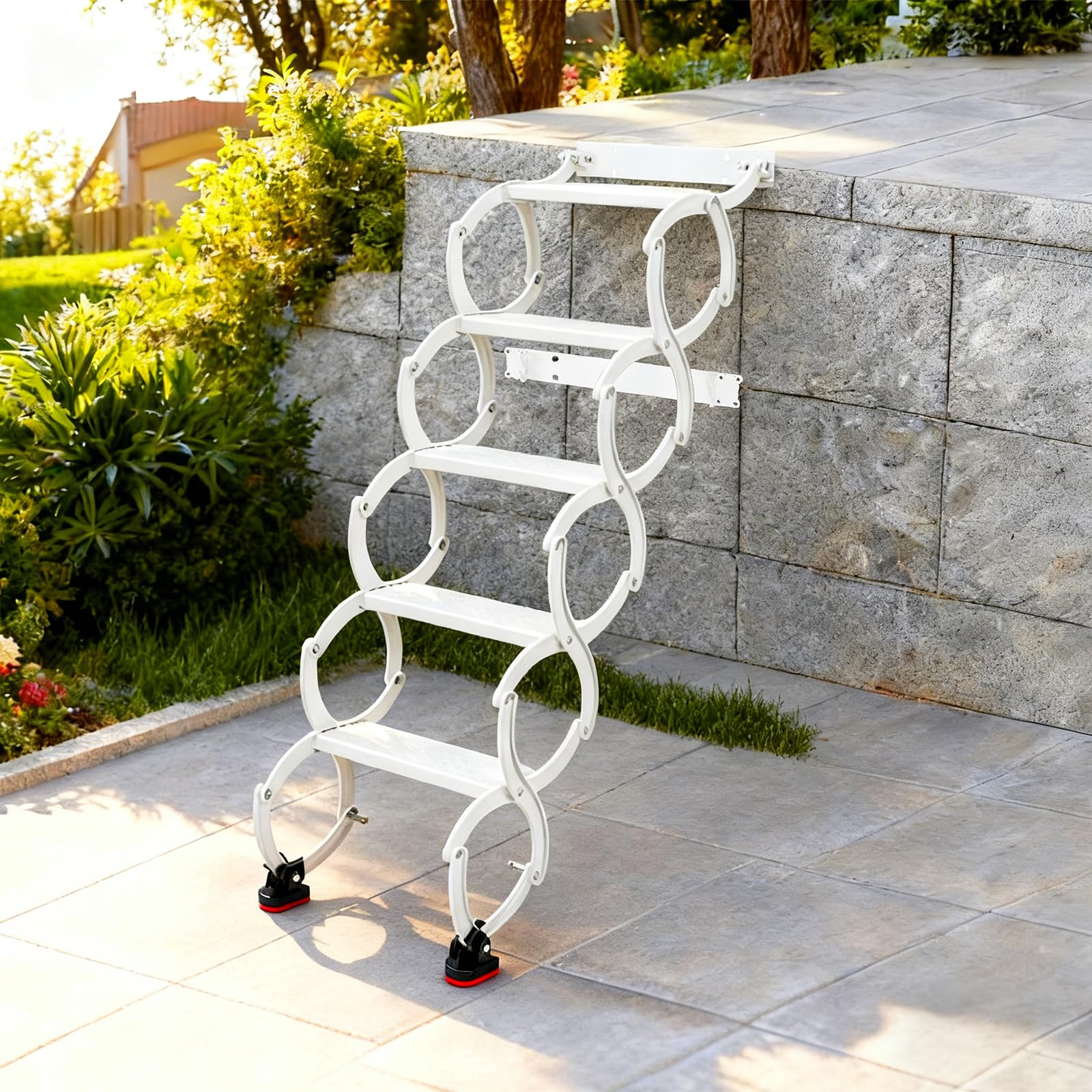 Escalera Telescópica Plegable, 5 Pisos Escalera Telescópica para ático,Escalera de Acceso al Altillo con peldaños Antideslizantes Recubiertos de Goma, Altura Vertical 125 cm, Capacidad 200kg