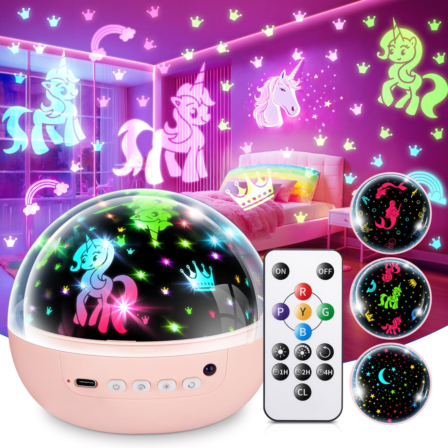 COOLNIGHT Unicorn Gifts for Girls Toy,93 Modes+Remote Unicorn Toys, 3 Timer & 3 Brightness Baby Gifts for 4 Year Old Girl