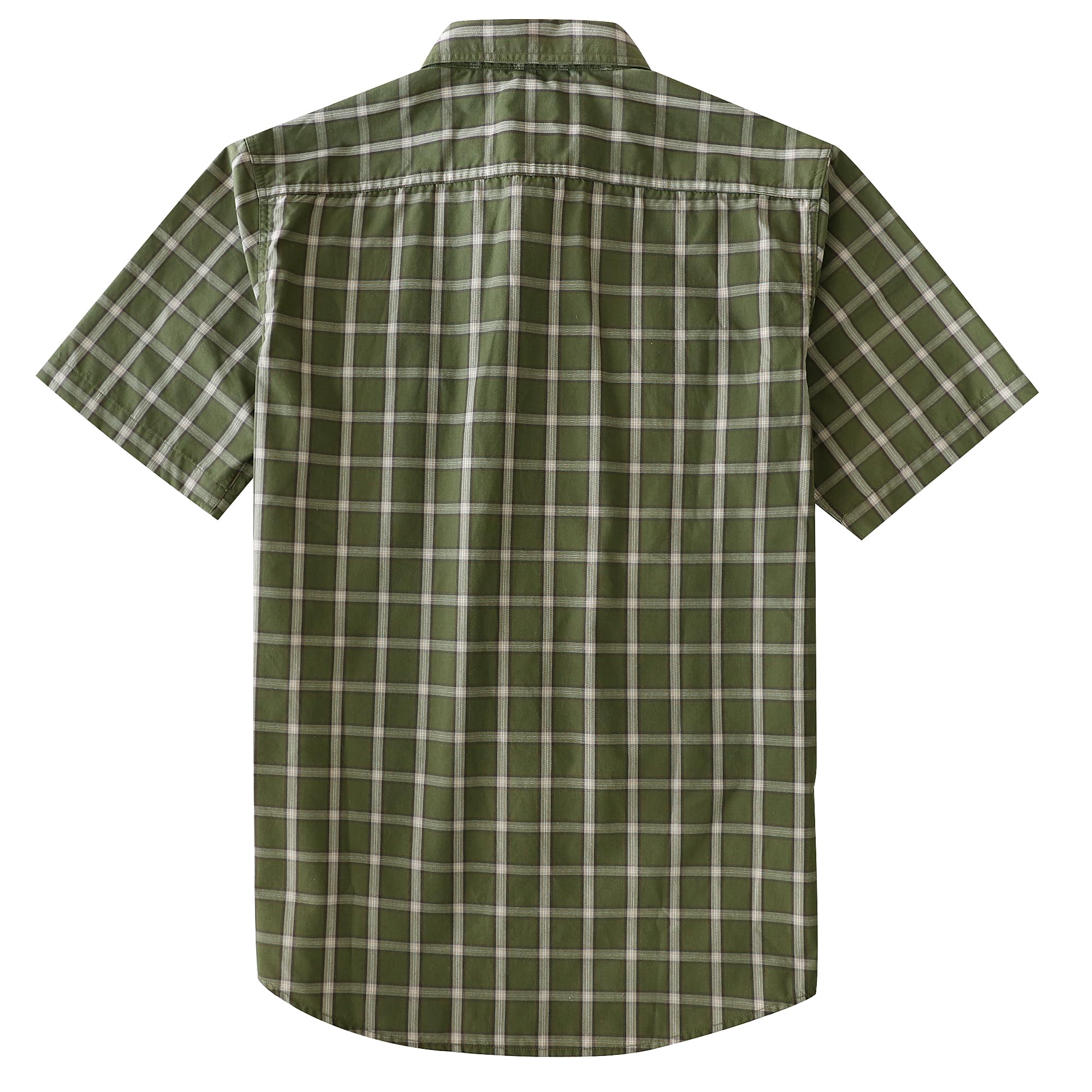 Dubinik® Camisas Hombre Manga Corta Casual Trabajo Botones Cuadros Doble Bolsillo Retro Regular Fit