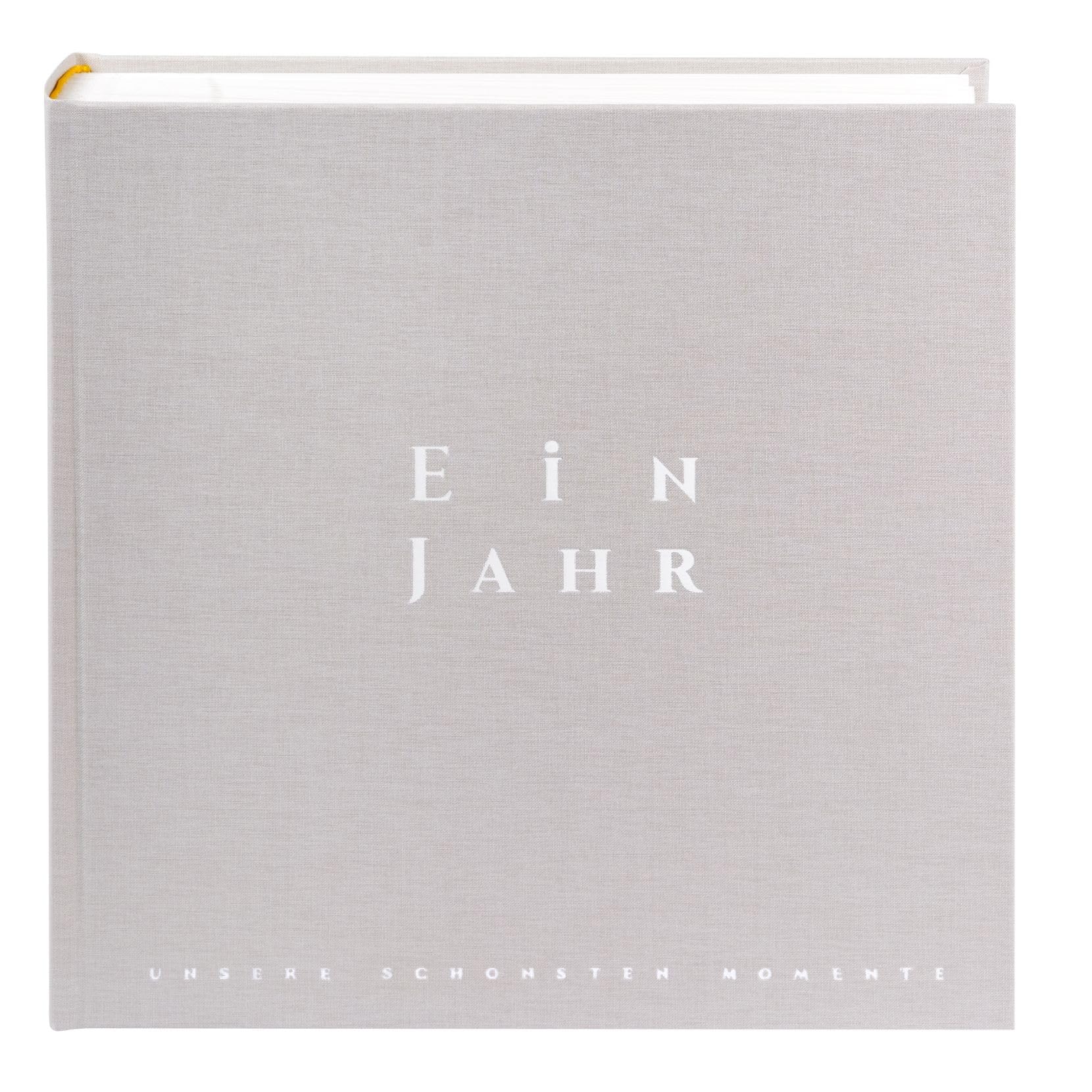 goldbuch 31044 Fotoalbum EIN JAHR, Fotobuch mit 100 weißen Seiten mit Pergamin Trennblätter, Album mit Leinen Einband, bis zu 600 Bilder, Hochwertiges Papier, Jumboalbum, hellgrau, 30 x 31 x 6 cm