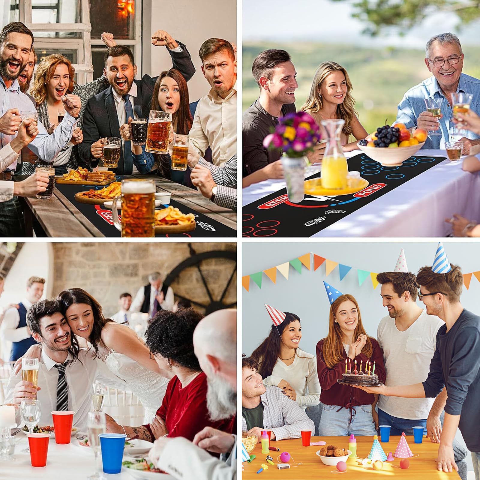 Beer Pong Ping Pong Kit, Divertente Gioco per Adulti per Feste, Birra Pong Tazze, 32 Bicchieri Beer Pong (500ml), 8 Palline da Ping Pong, Riutilizzabili, per Adulti Festa,Festival, Matrimoni