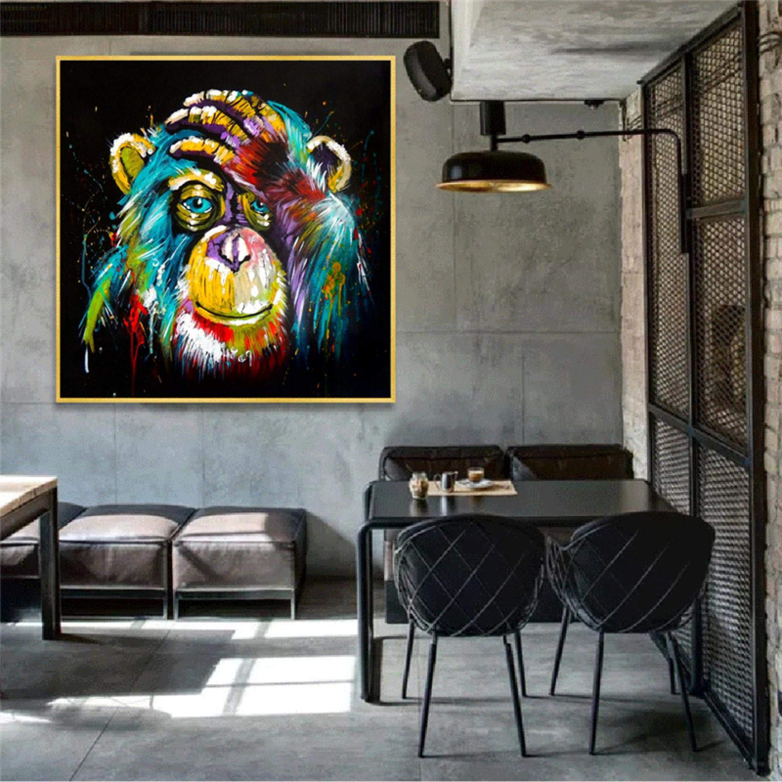 Akwarela małpa sztuka ścienna wydruki na płótnie abstrakcyjne zwierzęta pop art obrazy na płótnie dekoracje ścienne obrazy do pokoju dziecięcego 70 x 70 cm bez ramy