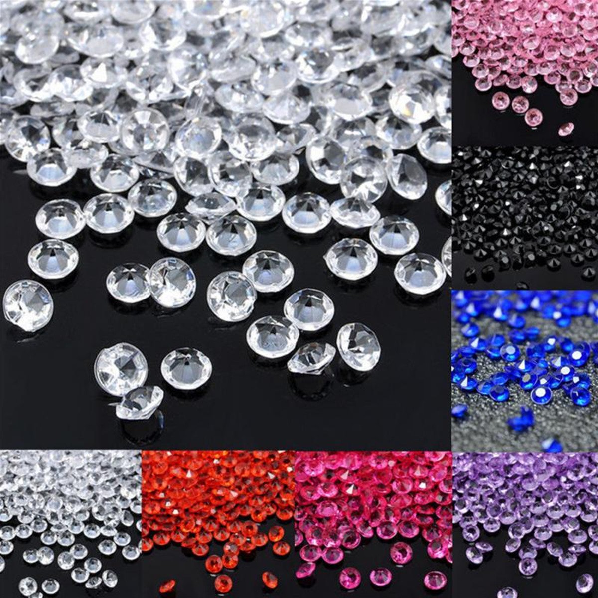 1000 Cristales De Diamante Acrílicos De 4 Mm Con Purpurina