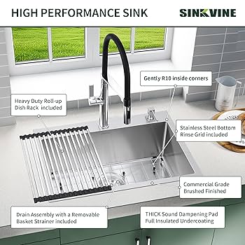 22 Inch Drop-in Kitchen Sink, SINKVINE 22