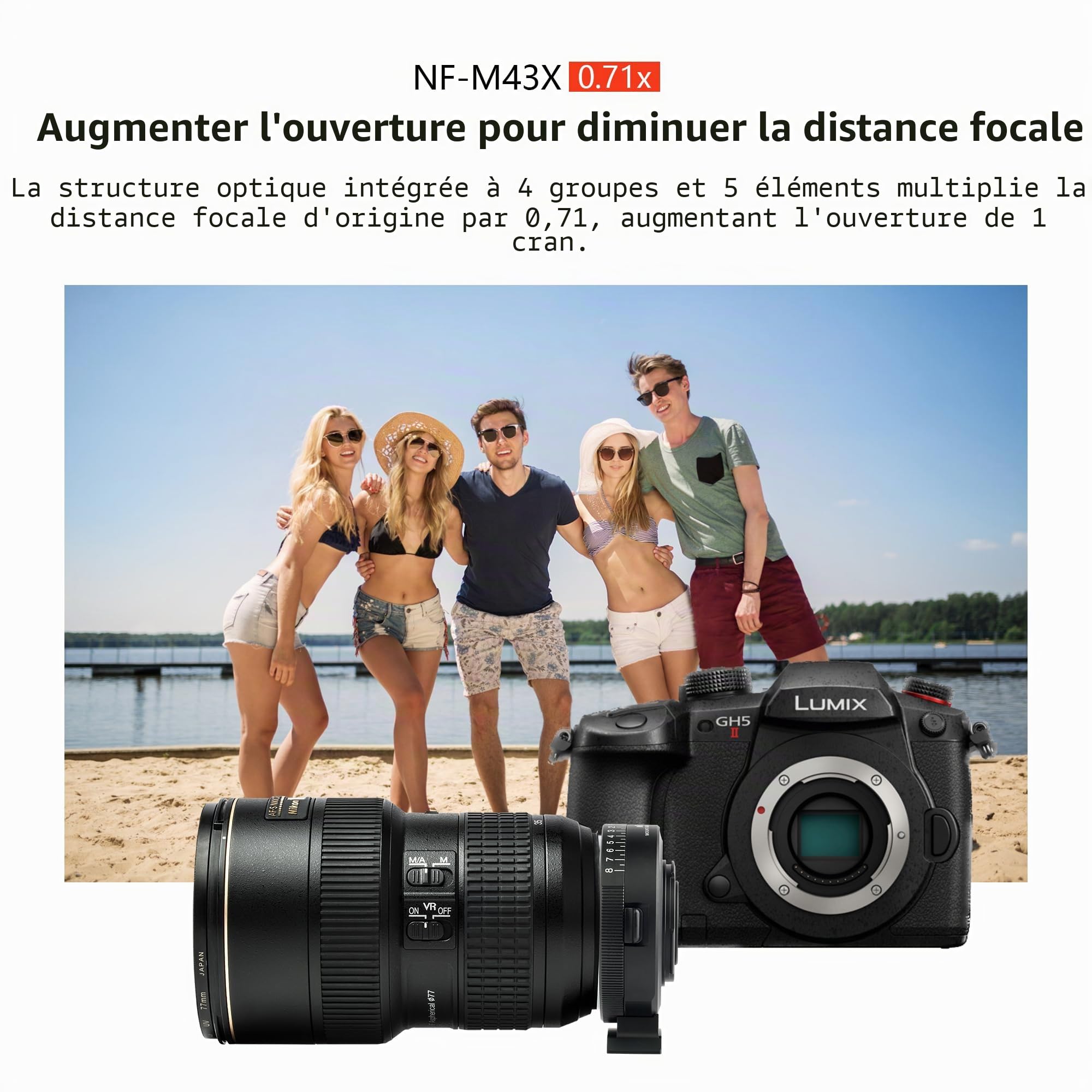 VILTROX NF-M43X Bague Adaptateur Monture pour Nikon F Monter Oobjectif 0,71 X Speed Booster à Micro 4/3 M43 G1 G2 G3 GH1 GH2 GF1 GF2 GF3 GF7 G10,