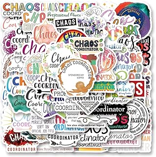 65Pcs Chaos Coordinator Stickers Pack, Aesthetic Vinyl Waterproof Sticker Decals for Water Bottle,Laptop,Phone,Skateboard,Scrapbooking,Bumper Choice for Teens Adults Fans for Party Supply…