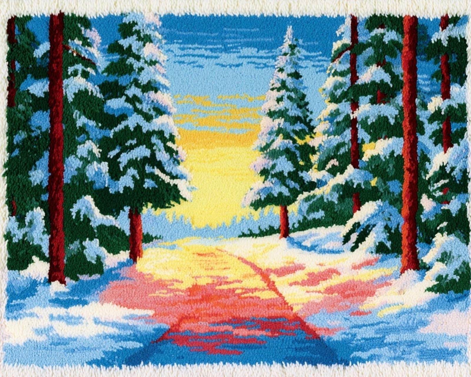 Wallphantom Latch Hook Rug Kits for Adults,Forest Snow Scene