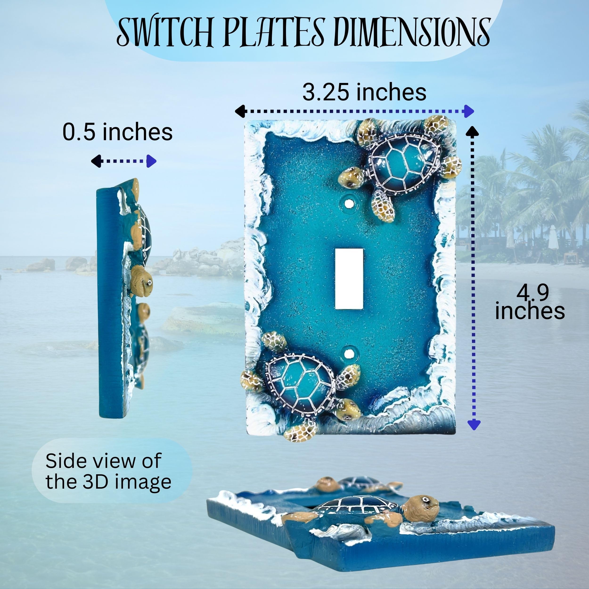 Nautical Single Toggle Switch Cover (1 Gang) with Sea Turtle