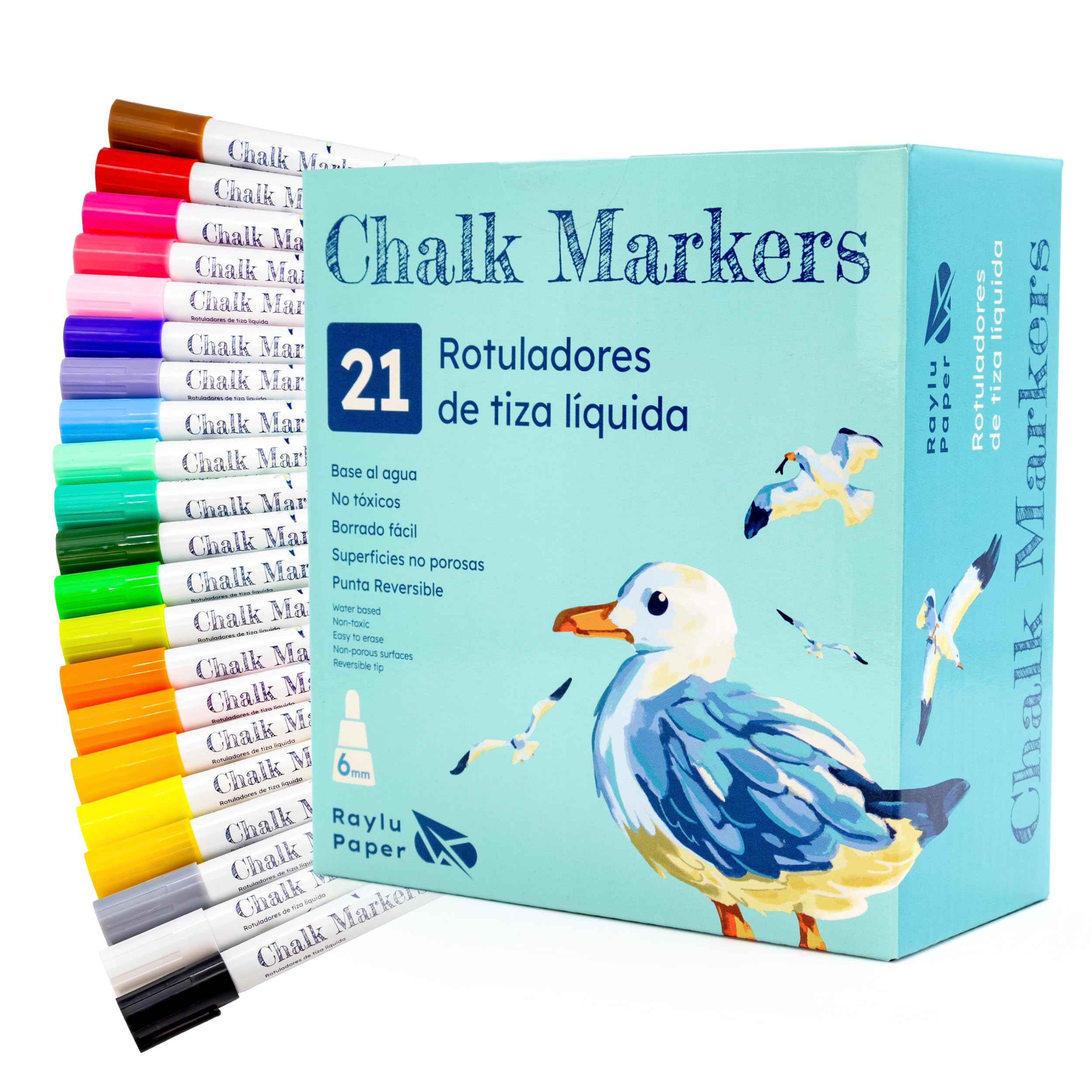 8 Pennarelli Gesso Liquido Per Vetro - Cancellabili, Punta Doppia 3-6mm - Foto 11