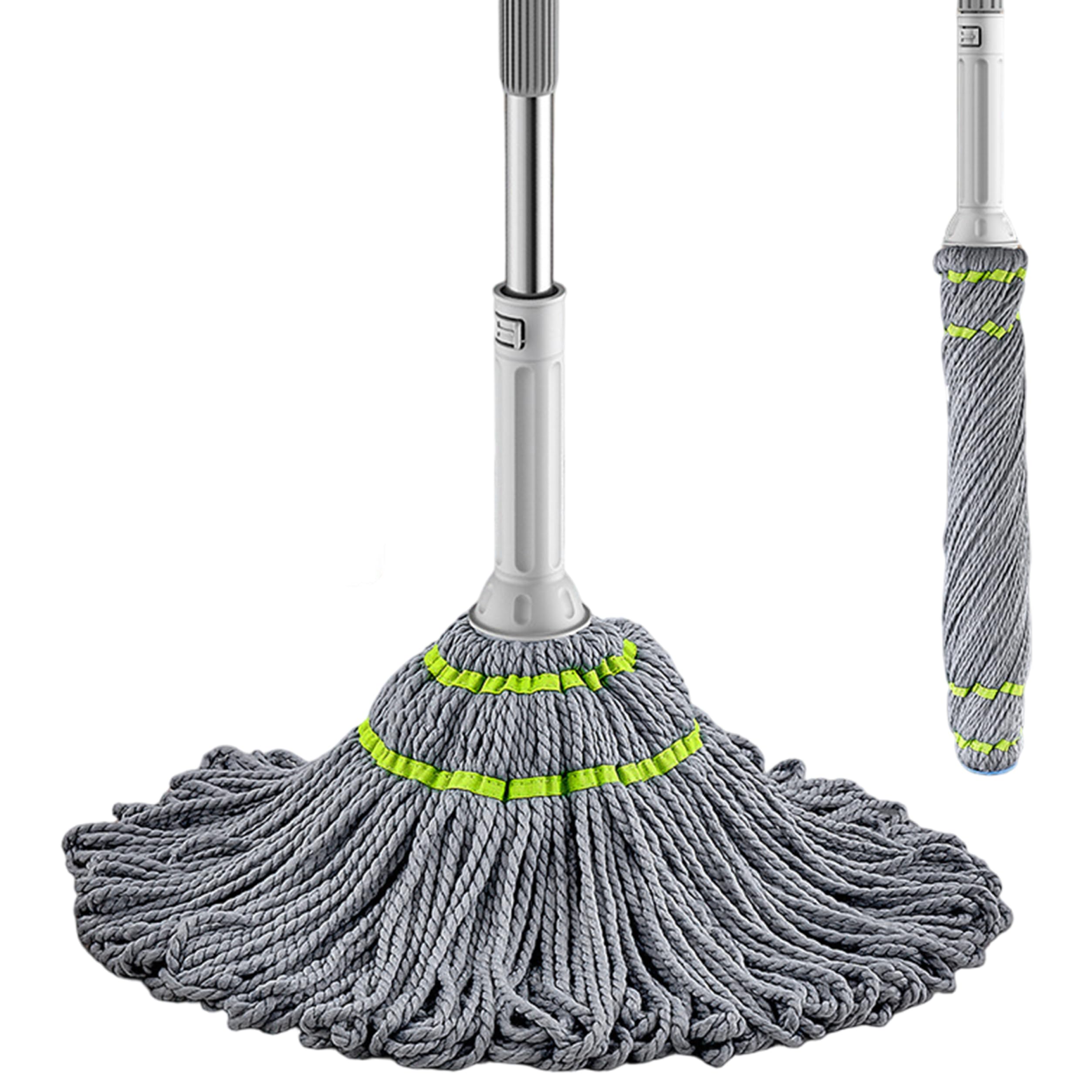 Trapeador Autoescurrido - Trapeadores Giratorios con Cabezal de Fibra de Algodón de 66 Cm para Limpieza de Pisos, Mango de Acero Inoxidable, Uso Húmedo/Seco, Trapeador Fácil de Escurrir