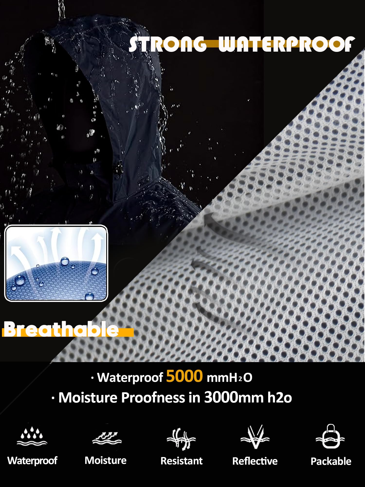 VIKAMAKA Rain Suit for Men Women, Waterproof Rain Jacket Pant for Motorcycle Golf Hiking Cycling Rain Gear Coat (Fluorescent Green, S)