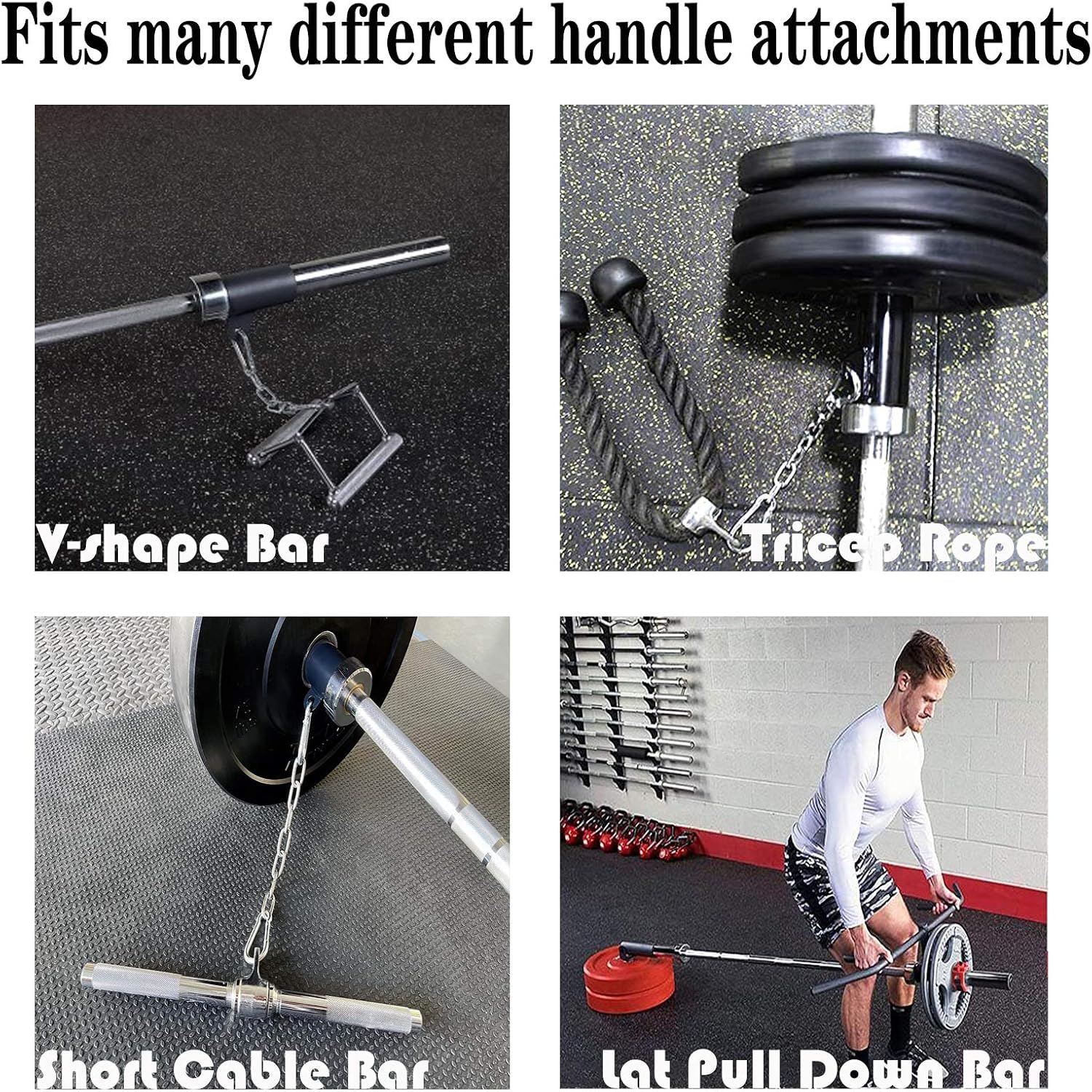 T-Bar Row Platform with Chain, 360° Swivel Landmine Eyelet Attachment Cable Machine Barbell fits 2 inch Olympic Bars for Bent Over Row Exercise LAT Pull Down Back Shoulder Core Muscles image 3