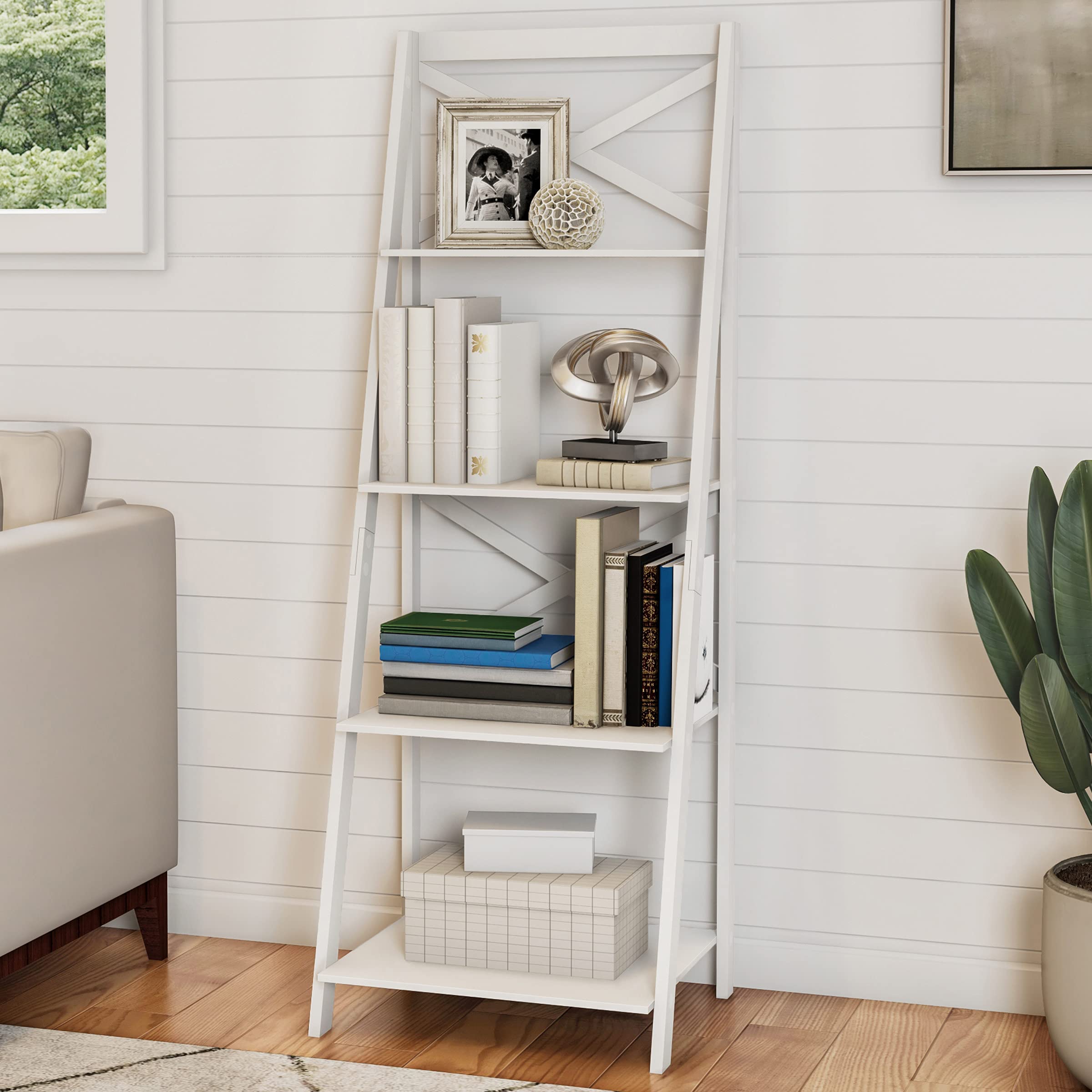 Amazon.com: 4-Tier Ladder Bookshelf - Freestanding Shelved