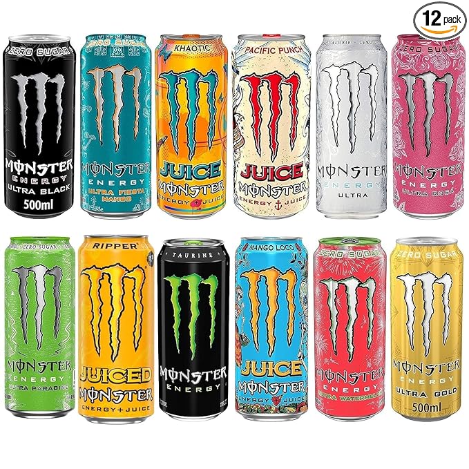 Monster Hydro Energy Drink Variety Pack Assorted Flavours 500ml (Pack Of 12)