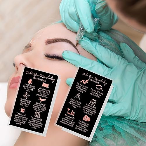 Miniatura 7 de Boutique Marketing LLC Ombre Brow Microshading - Tarjeta de instrucciones de cuidado posterior | Paquete de 50 cejas de 2 x 3.5 pulgadas, tamaño