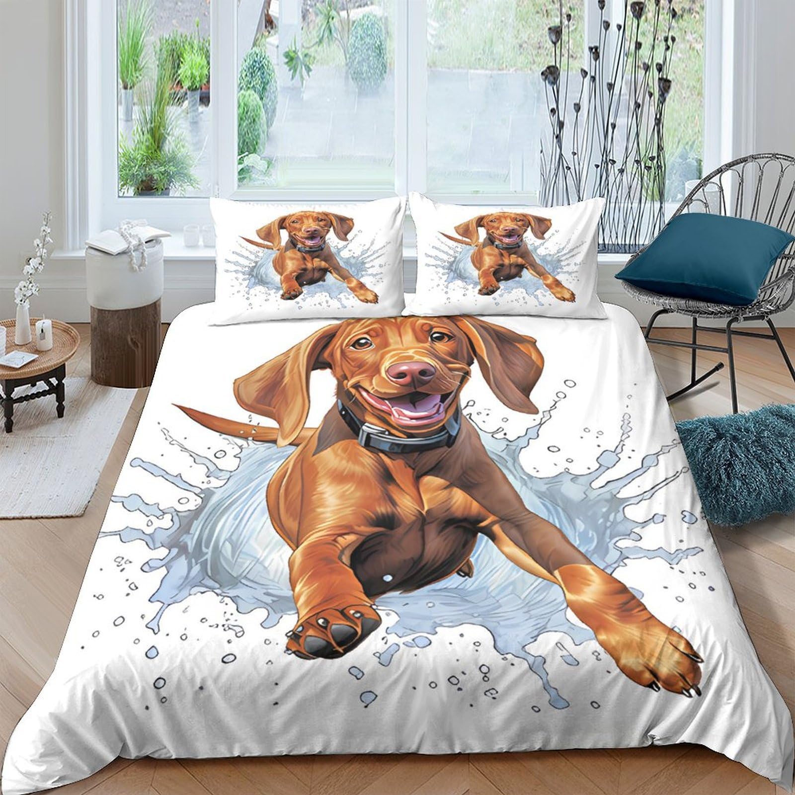 Ctjqhvkz Style-2 3D Printed Playful Brown Dog Fitted Sheet Microfiber Soft Breathable Splash Art Bed Sheet For Bedroom Dorm Decor Single（135X200cm）