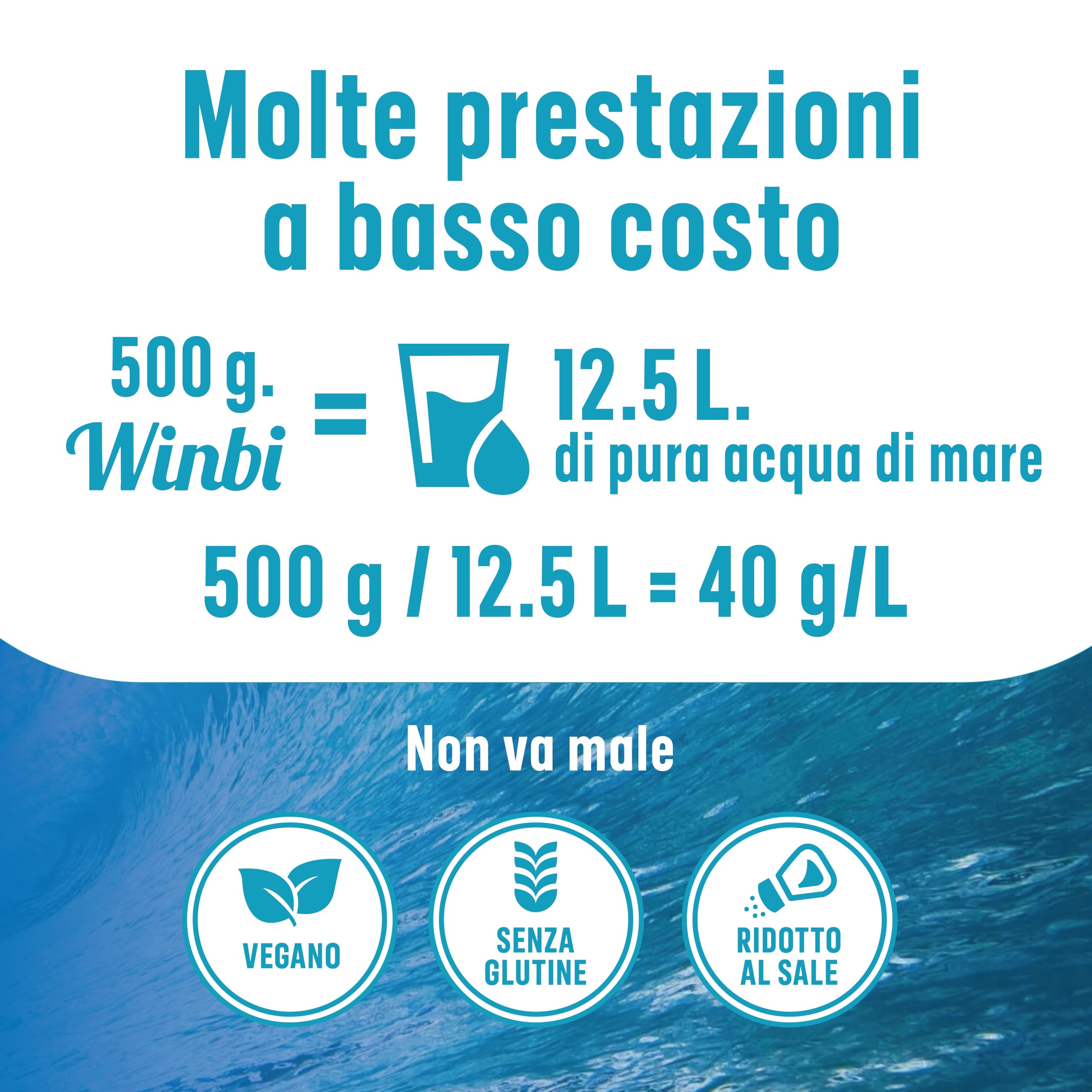 100 LITRI Di Acqua Di Mare Winbi Da Bere. Molteplici Benefici Per il Corpo. Acqua Marina ad Alto Contenuto di Magnesio, Potassio e Calcio. Nessuna Sostanza Nociva (1000Gr)