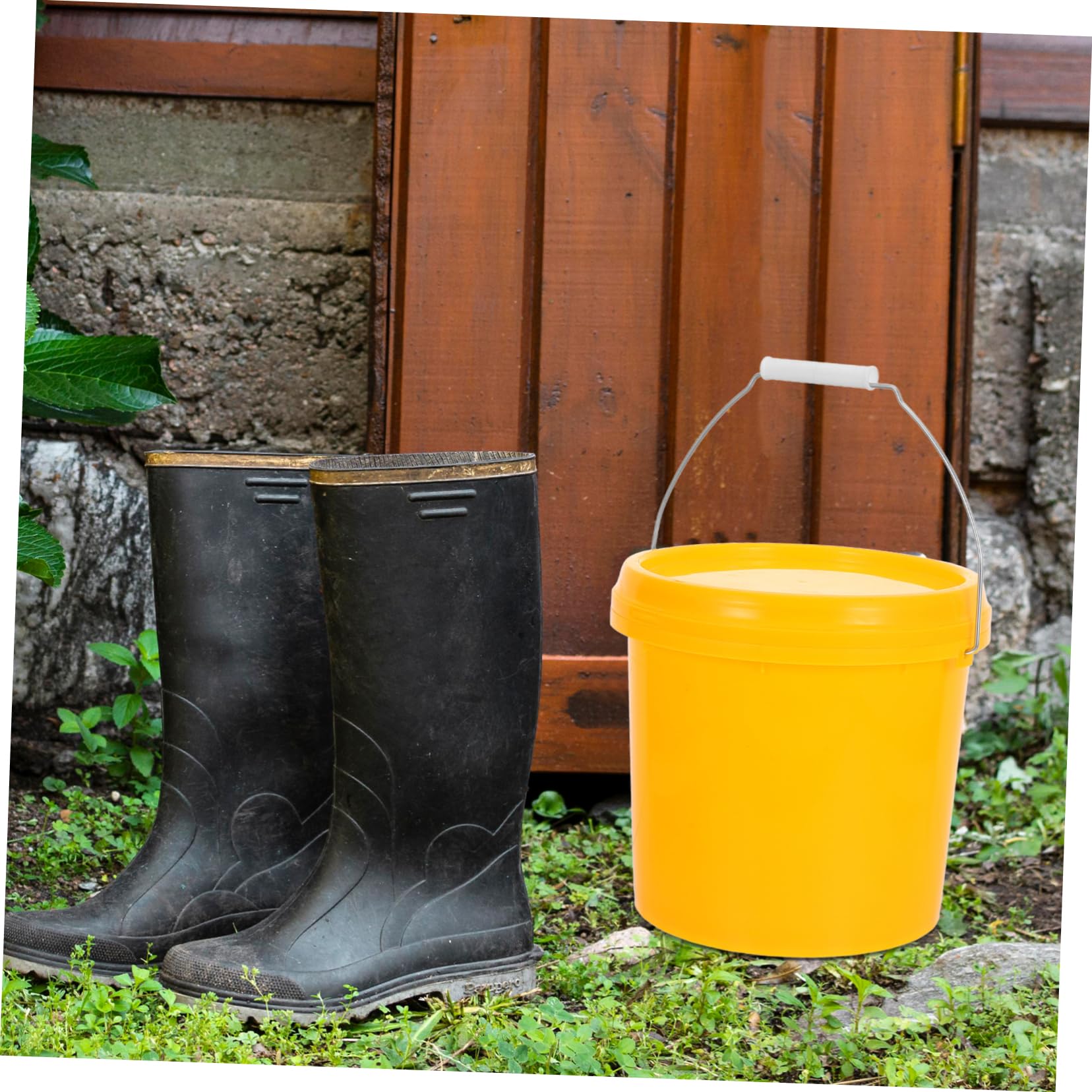 Gatuida Secchio di Plastica da 5l con Coperchio e Manico, Set da 2 Pezzi, Contenitore Sicuro e Portatile per Acqua e Uso Domestico da Giardino