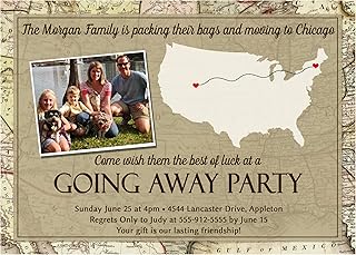 Map Going Away Party Invitation, Moving Farewell Party Invitation, Moving Announcement, Bon Voyage Party, Retirement Invitation
