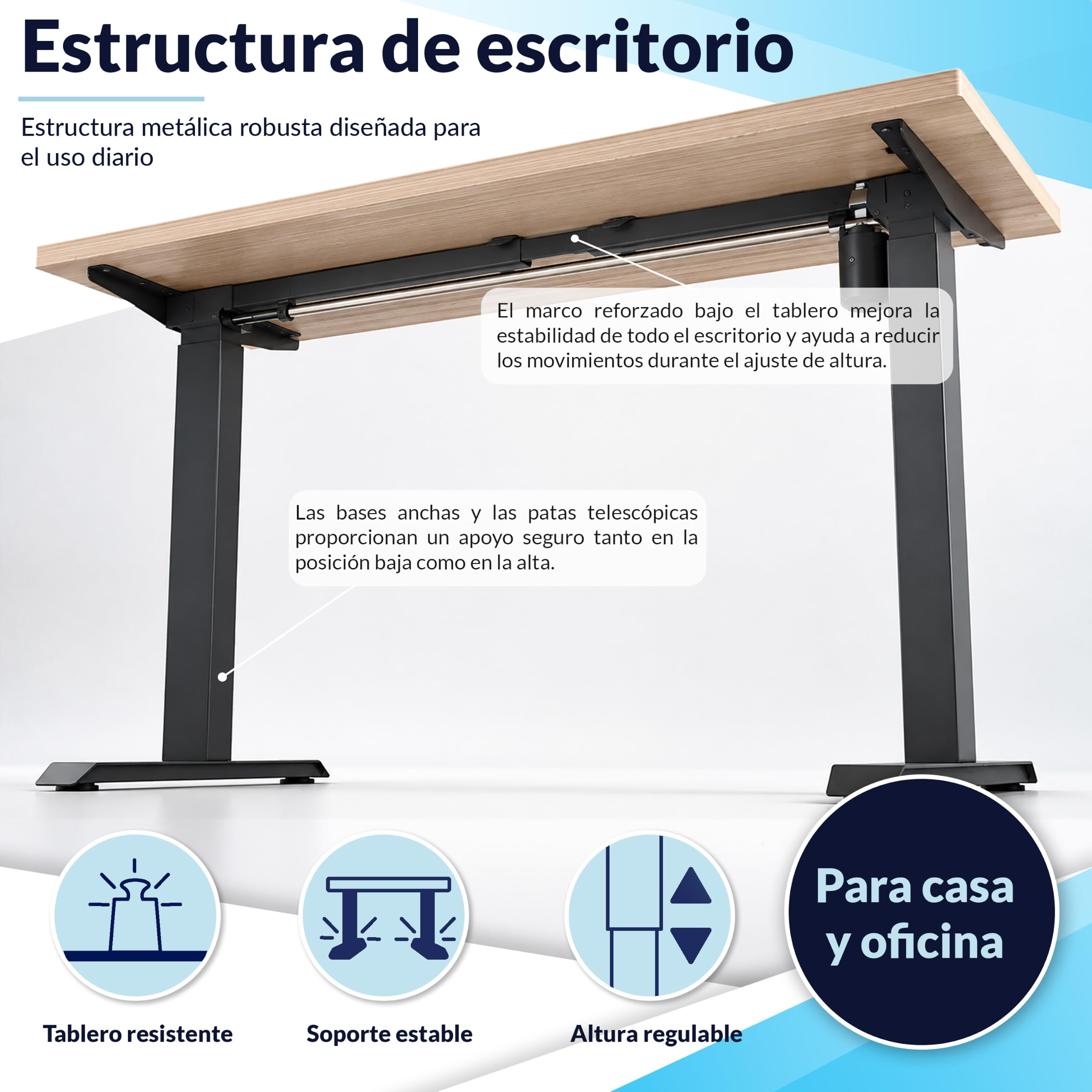POKAR Escritorio Elevable Eléctrico 120x70 cm | Tablero Macizo 25mm | Panel con Memoria, USB-C y USB-A | Mesa Regulable en Altura para Teletrabajo | Estructura Plateada, Tablero Blanco