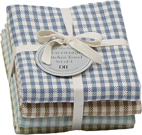 Miniatura 6 de DII Colección de limpieza de cocina resistente, calidad duradera, juego de toallas de cocina de algodón, 18 x 28 pulgadas, cuadros azules de Lake