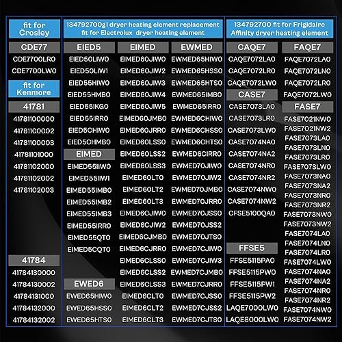 Miniatura 5 de Elemento calefactor de repuesto para secadora Electrolux Frigidaire Elemento calefactor 134792700 137032600 Limitador térmico 3204267 Termostato