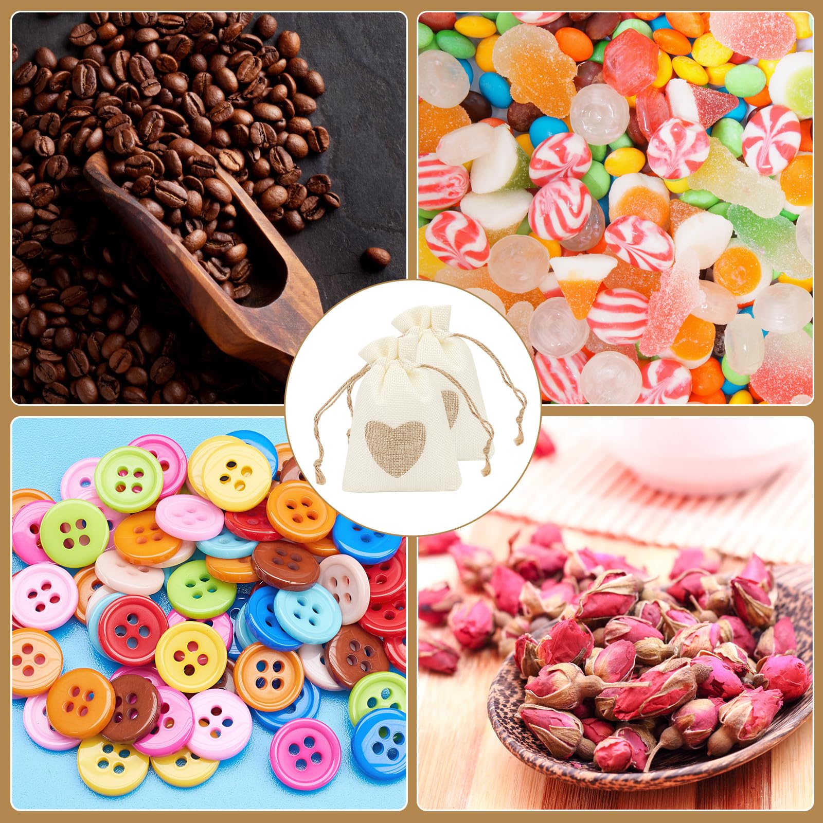 24PCS Pochette Tissu Avec Cordon,Petit Sachet Tissu/Pochette