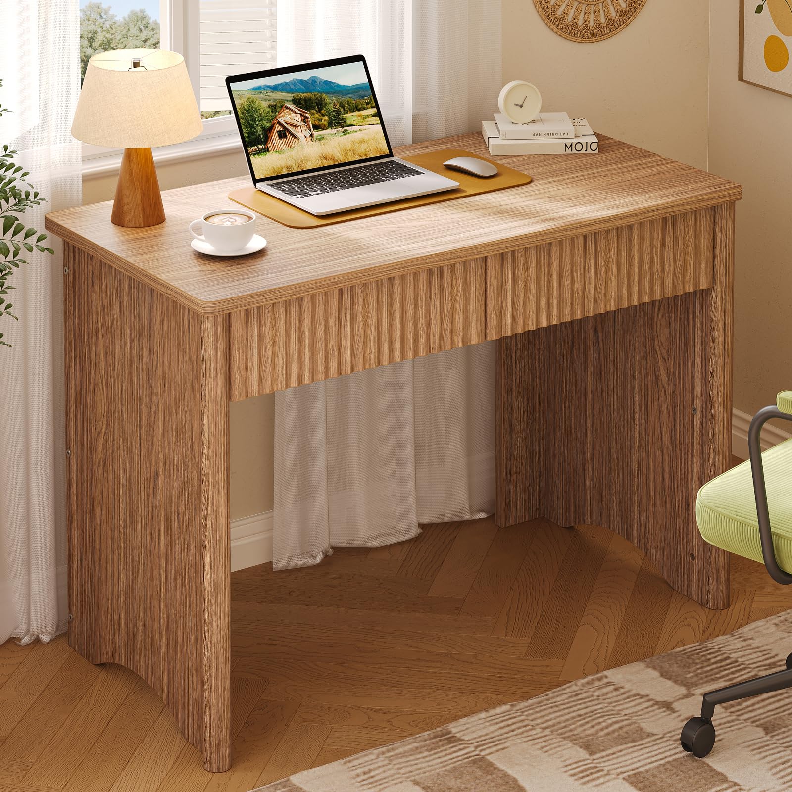 Bestier 40-Inch Fluted Wood Computer Desk