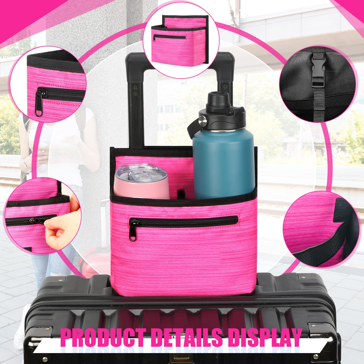 ZHCHG Accesorio para portavasos de viaje para maleta, soporte para bebidas, taza de café y vasos, accesorio manos libres para viajeros, regalos para asistentes de vuelo, accesorios de viajeros