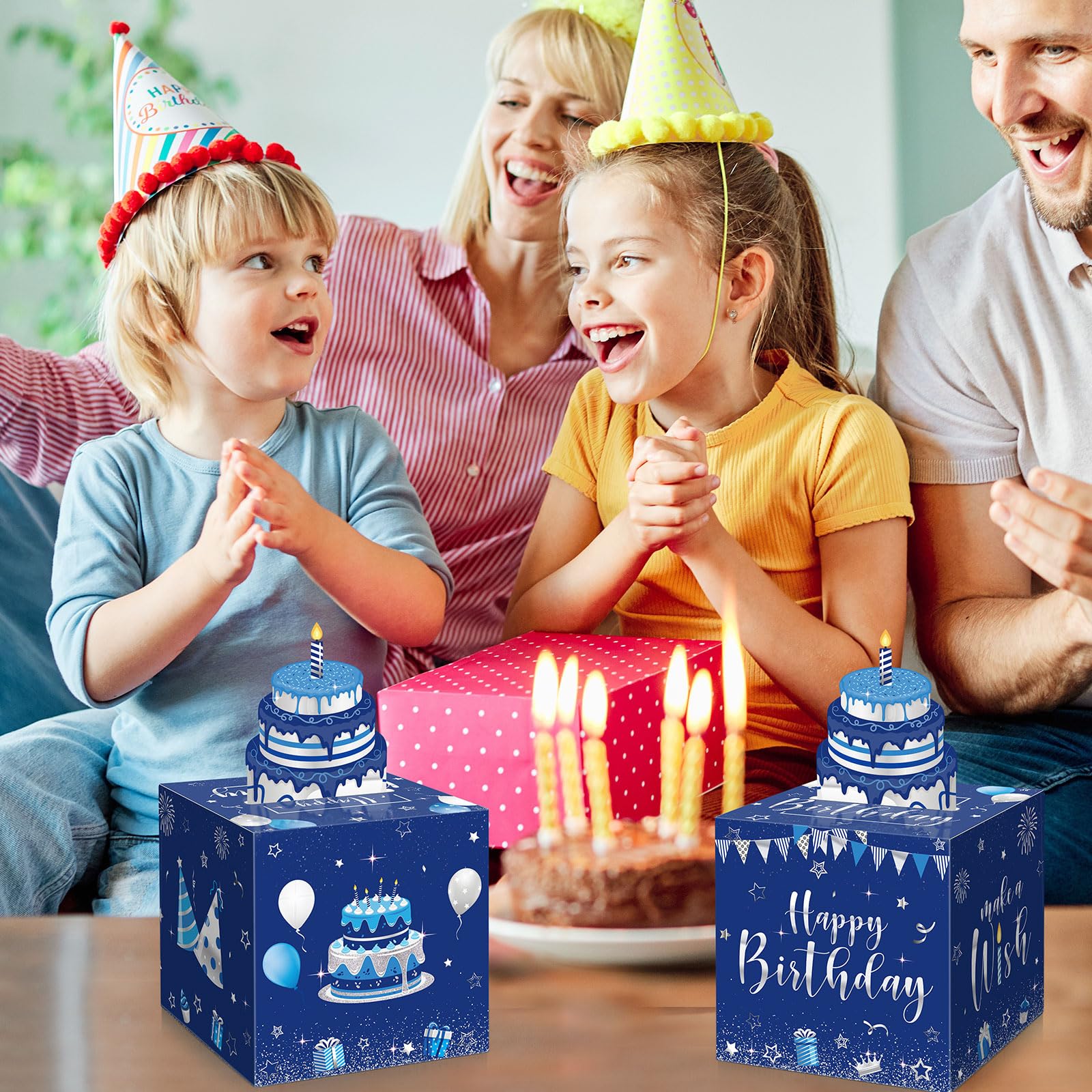 Salvadanaio di buon compleanno con adesivi fai da te per qualsiasi età, scatola regalo a sorpresa con biglietto di buon compleanno estraibile e 30 sacchetti trasparenti per soldi/lotteria/coupon per