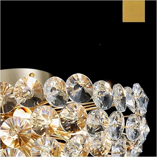 6-Light Sputnik Flush Mount Ceiling Light Fixture, Modern Gold Crystal Firework Ceiling Lights, Close to Ceiling Lamp for Bedroom Kitchen Hallway Entryway Bathroom(6 light 17.72 inches)