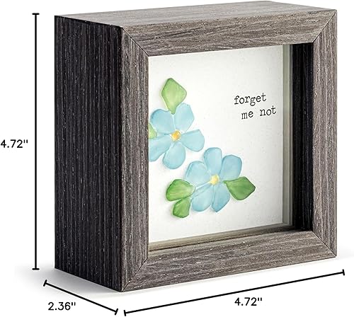 Miniatura 7 de DEMDACO Forget Me Not Whimsical Design Stone Art Multicolor 4 x 4 Caja de sombra compuesta de madera